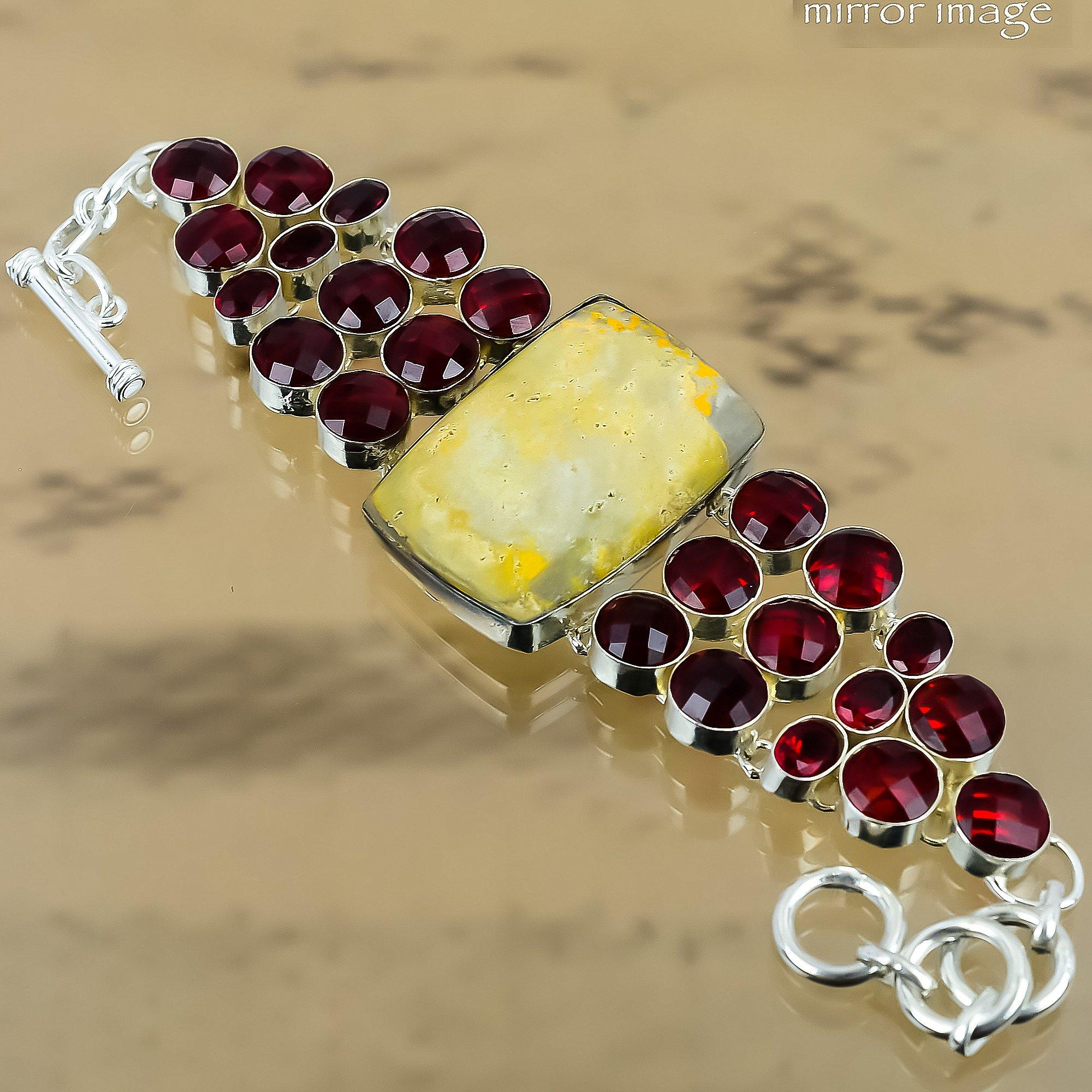 Natural Bumble Bee Jasper Chain Adjustable Bracelet 925 Silver For Girls