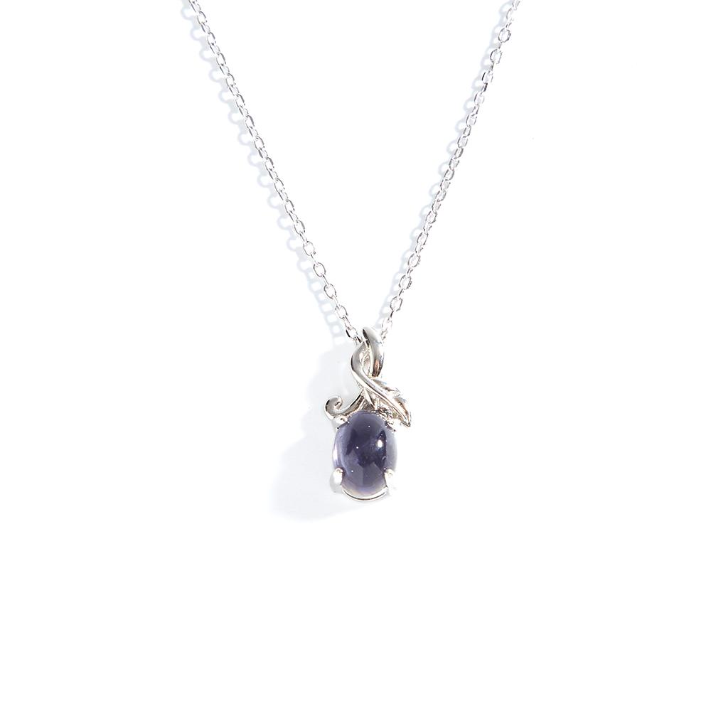 Elegant Tree Leaves Design 925 Sterling Silver Pendant necklace Natural Iolite oval 6*8mm fine jewelry for women's party gifts
