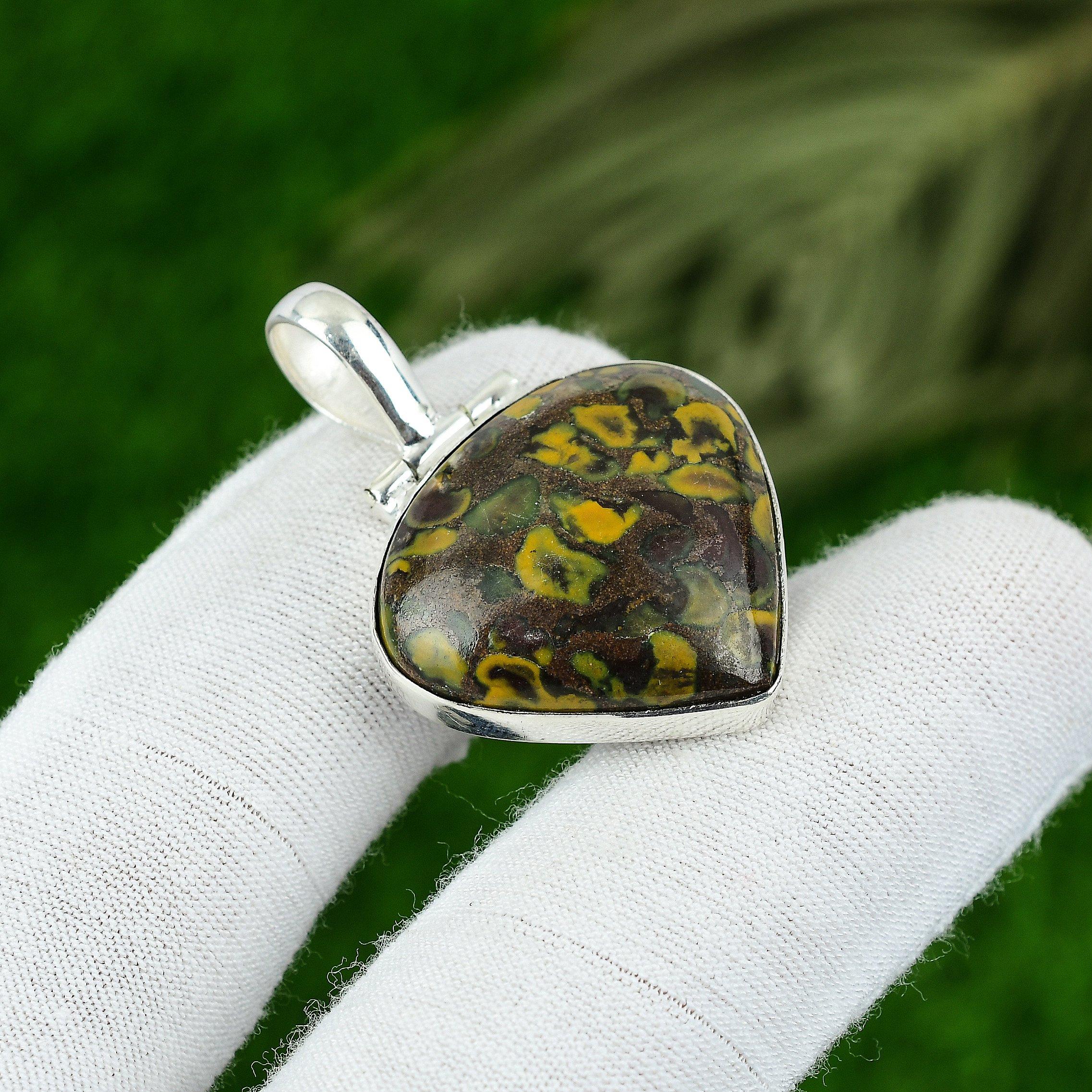 Gift For Women Jewelry Pendant 925 Sterling Silver Natural Fruit Jasper Gemstone