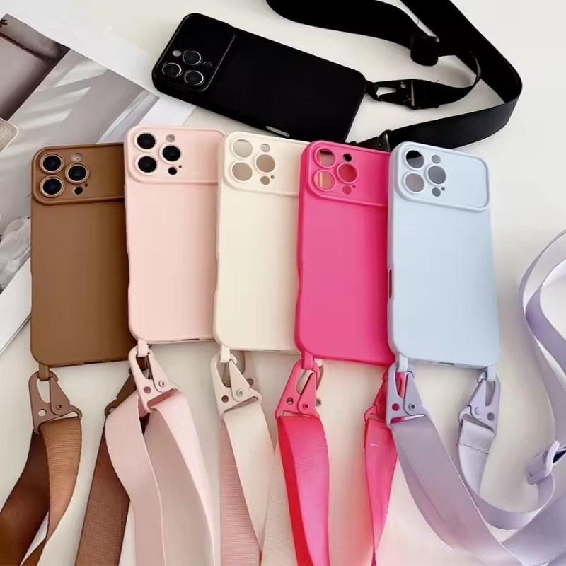 Shockproof TPU Crossbody Lanyard Silicone Phone Case For iPhone17 16 15 14 13 Pro Max 12 11 Cord Rope Necklace Strap Soft Cover