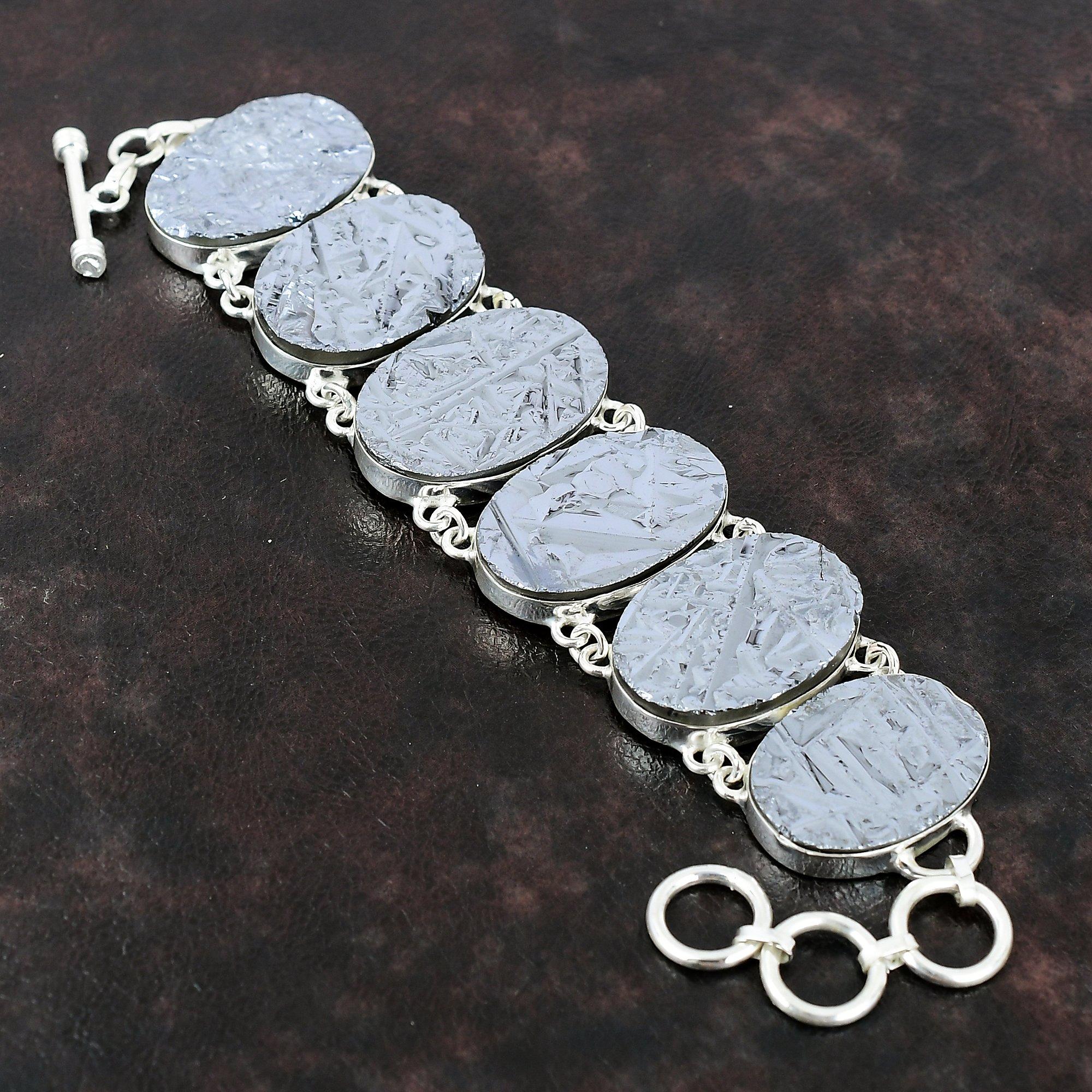 Brățară shungite rugoasă Brățară din argint 925 Bijuterii lucrate manual Brățară cu lanț reglabil Cadou pentru prietene Bijuterii cu pietre prețioase foarte frumoase