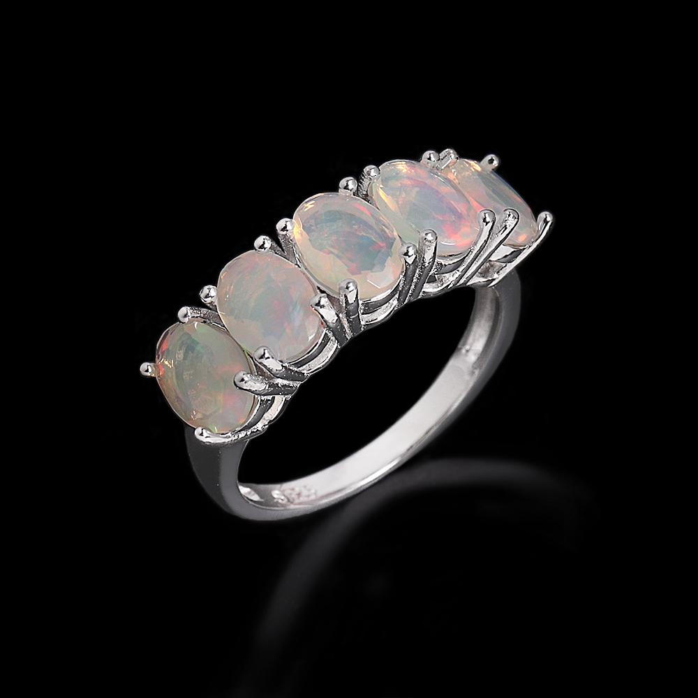 Classic Design 925 Sterling Silver Ring Natural Oval 5*7mm Opal Real Gemstone Fine Jewelry for Women Engagement and Wedding Gift