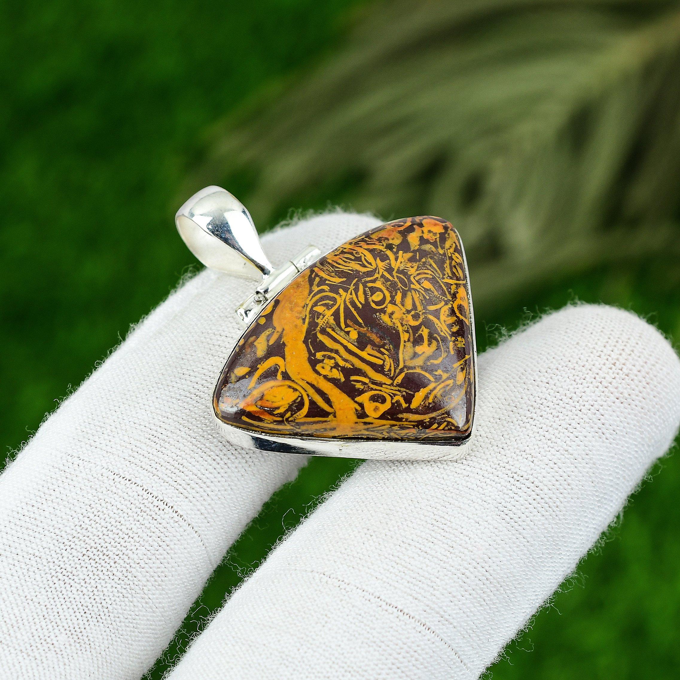 Jahrestagsgeschenk für sie Natürlicher Mariam Jaspis Edelstein Anhänger 925 Silber