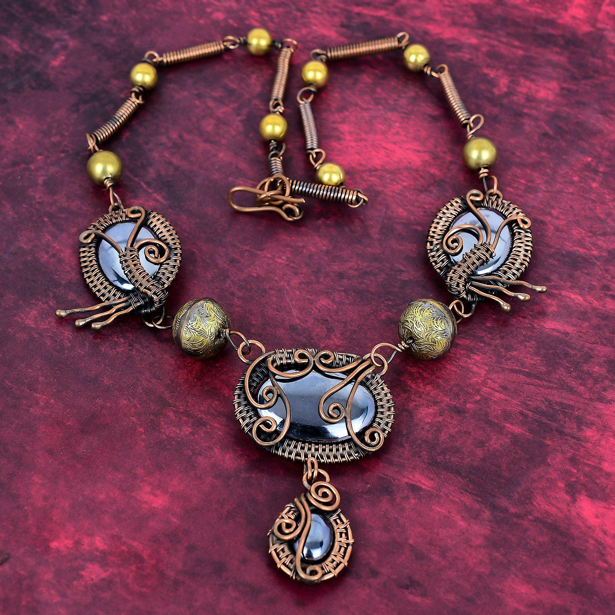 Schungit Halskette Kupferdraht umwickelt Verstellbare Halskette Echter Edelstein Schmuck