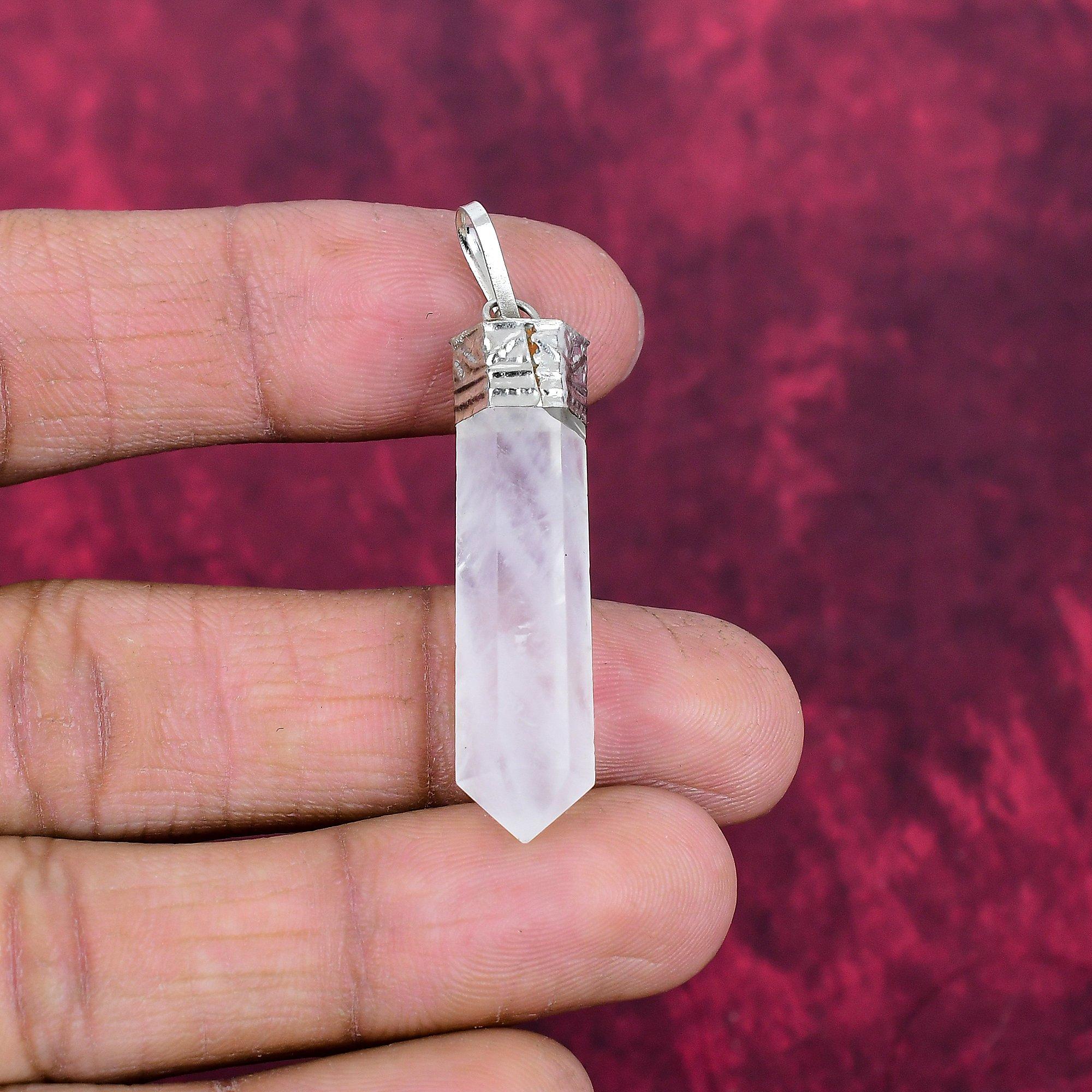 Rose Quartz Gemstone Handmade 925 Solid Sterling Silver Jewelry Designer Silver Chain Pendant Gift for Sister