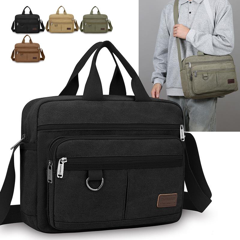 Men's Luxury Canvas Messenger Bag - High Quality Crossbody Shoulder Tote (Vintage Style Travel & Casual Handbag)