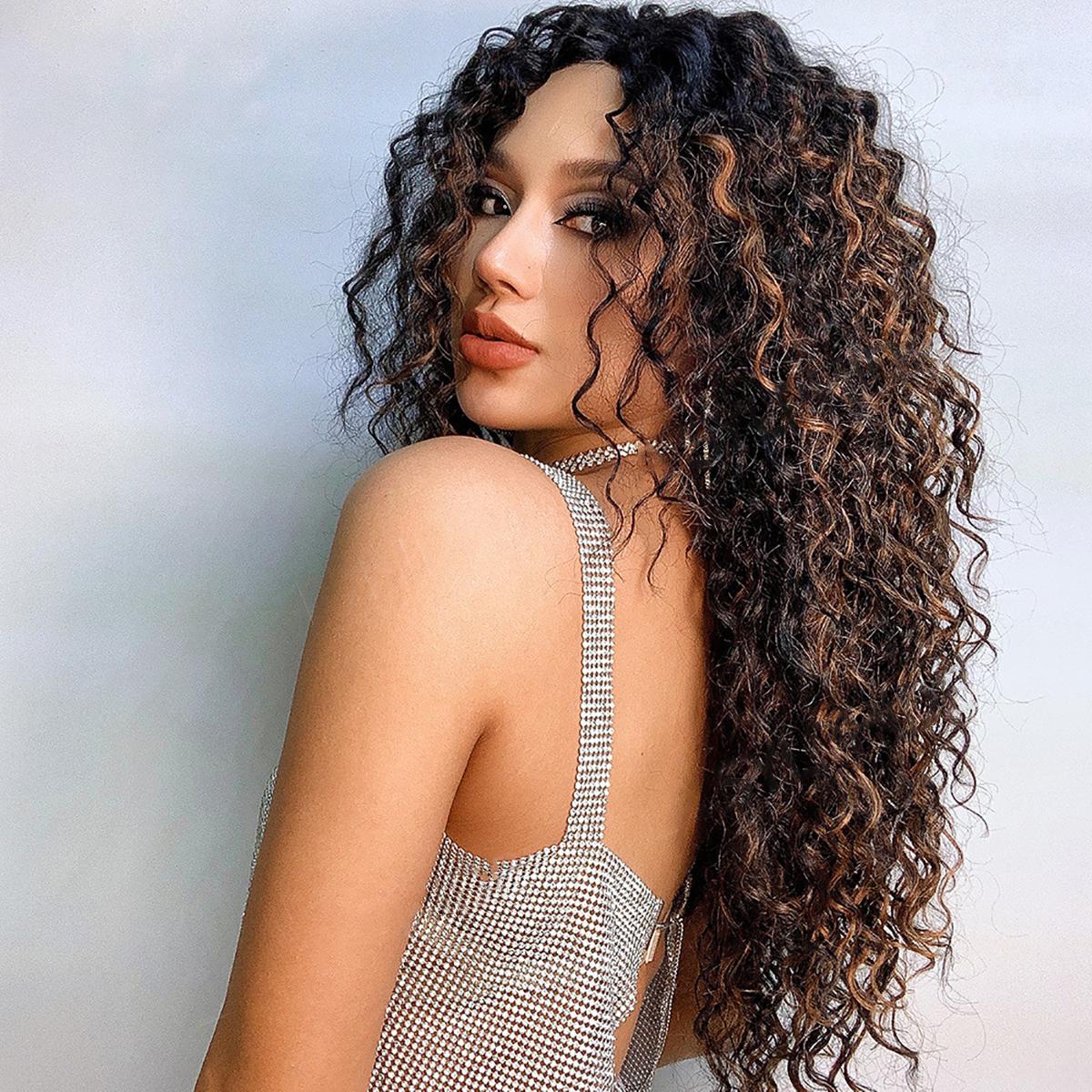 Lace Front Kinky Curly Wig| Heat Resistant Japanese Silk Fiber | Middle Part Natural Afro Hair for Women | Adjustable Full Cap