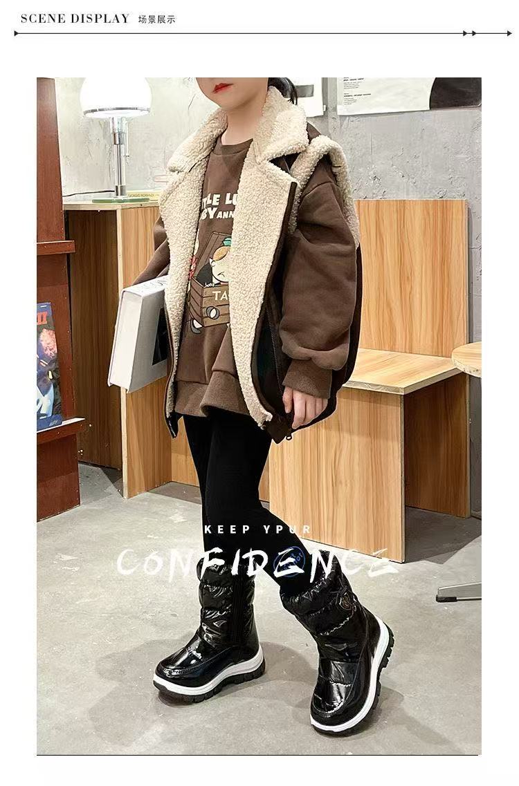 Winter Waterproof Children's Boots, Winter Girls' Princess Snow Boots, Short Boots, Thickened Baby Cotton Shoes