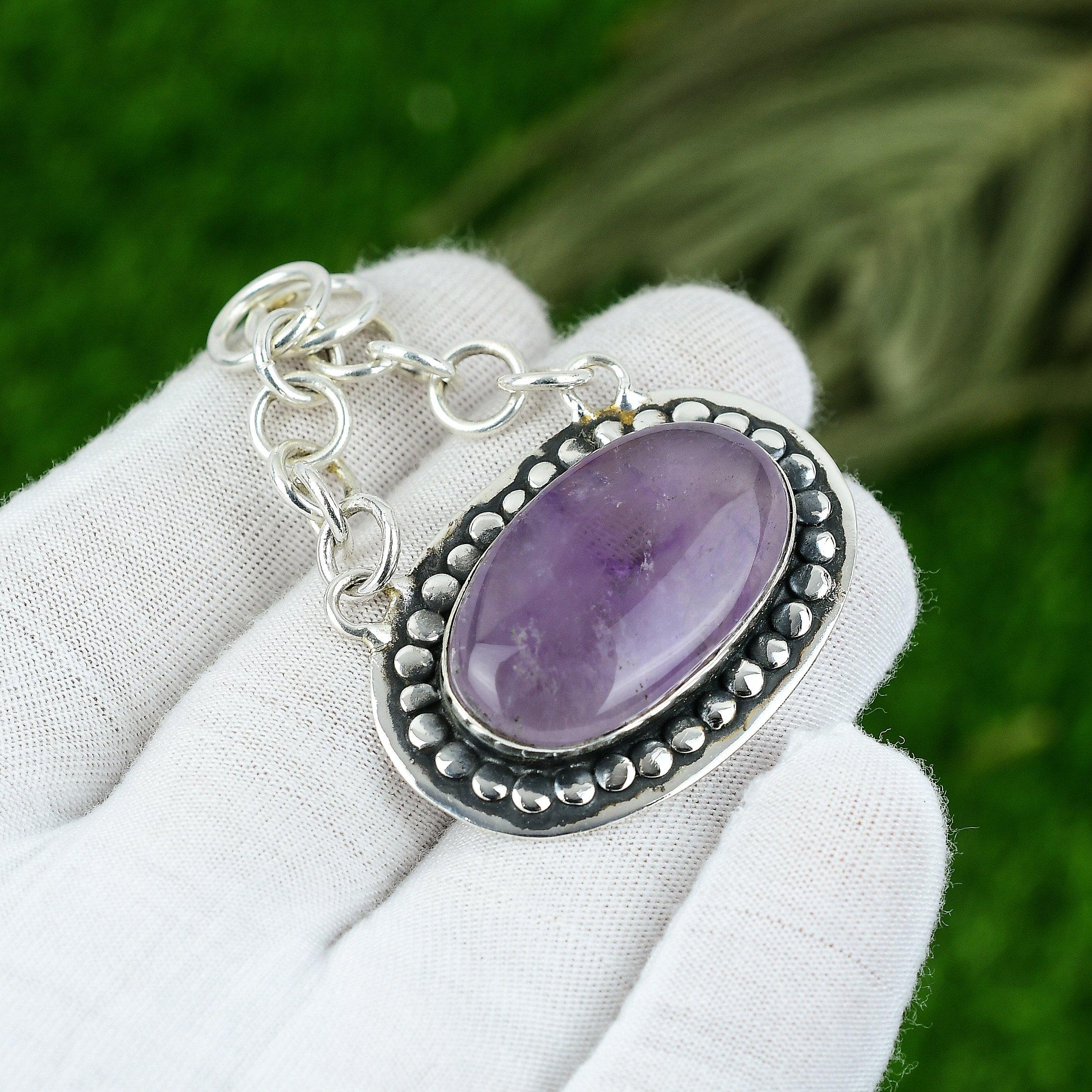 Natürlicher Stern Amethyst Edelstein Schmuck 925 Sterlingsilber Anhänger für Frauen