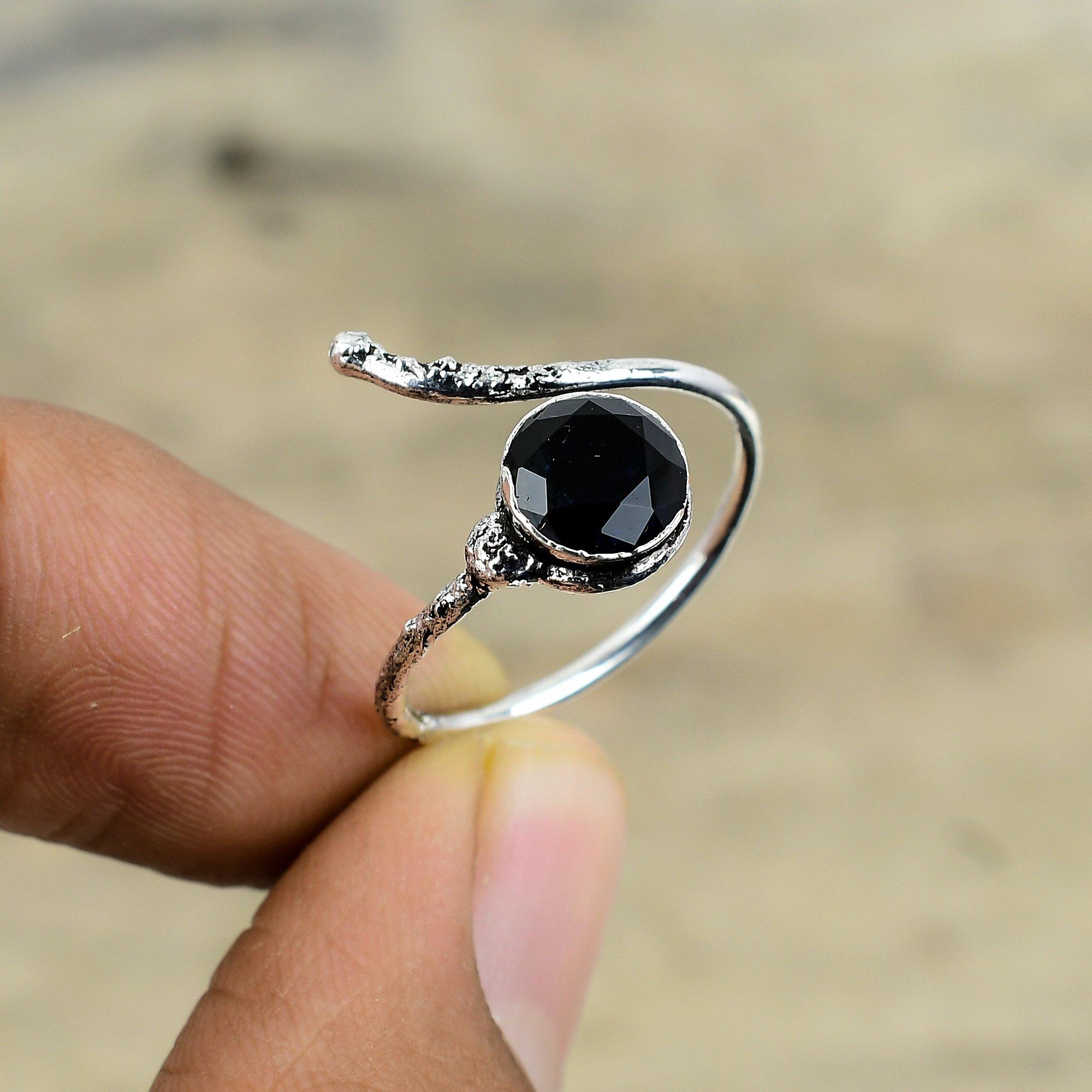 Faceted Tanzanite Quartz Ring Electroformed Copper Ring Silver Plated Adjustable Ring Handmade Jewelry Gemstone Rings Electroformed Jewelry