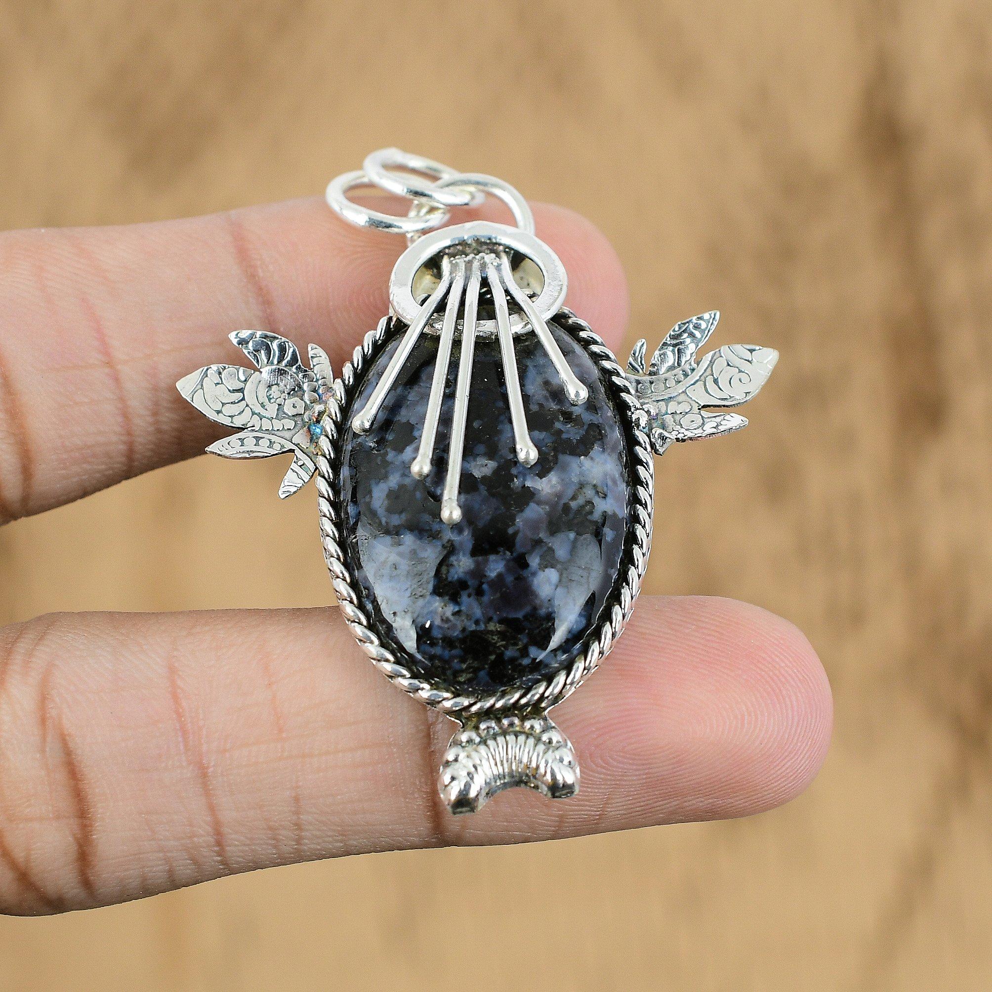 Natural Mystic Merlinite Gemstone Jewelry 925 Sterling Silver Pendant For Women