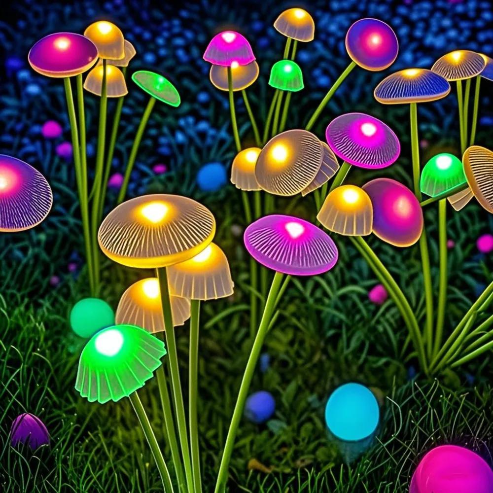 Solar Jellyfish Lights Mushroom Ground Plug Atmosphere Light Garden Decoration Lawn Lighting