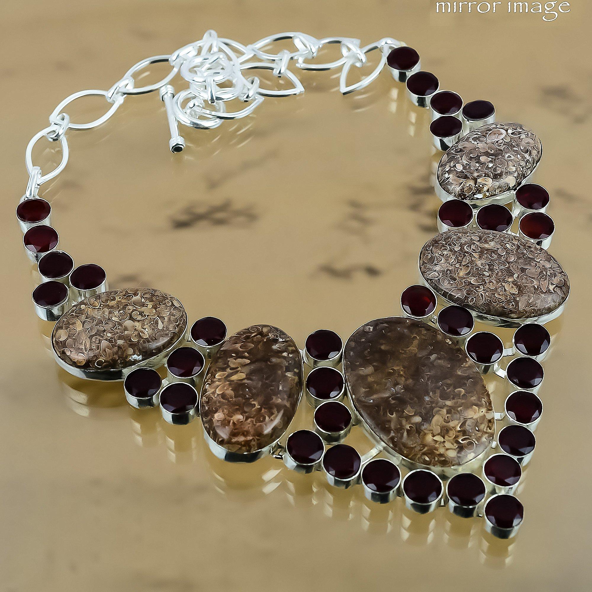 Gift For Her 925 Silver Natural Turritella Agate Chain Adjustable Necklace