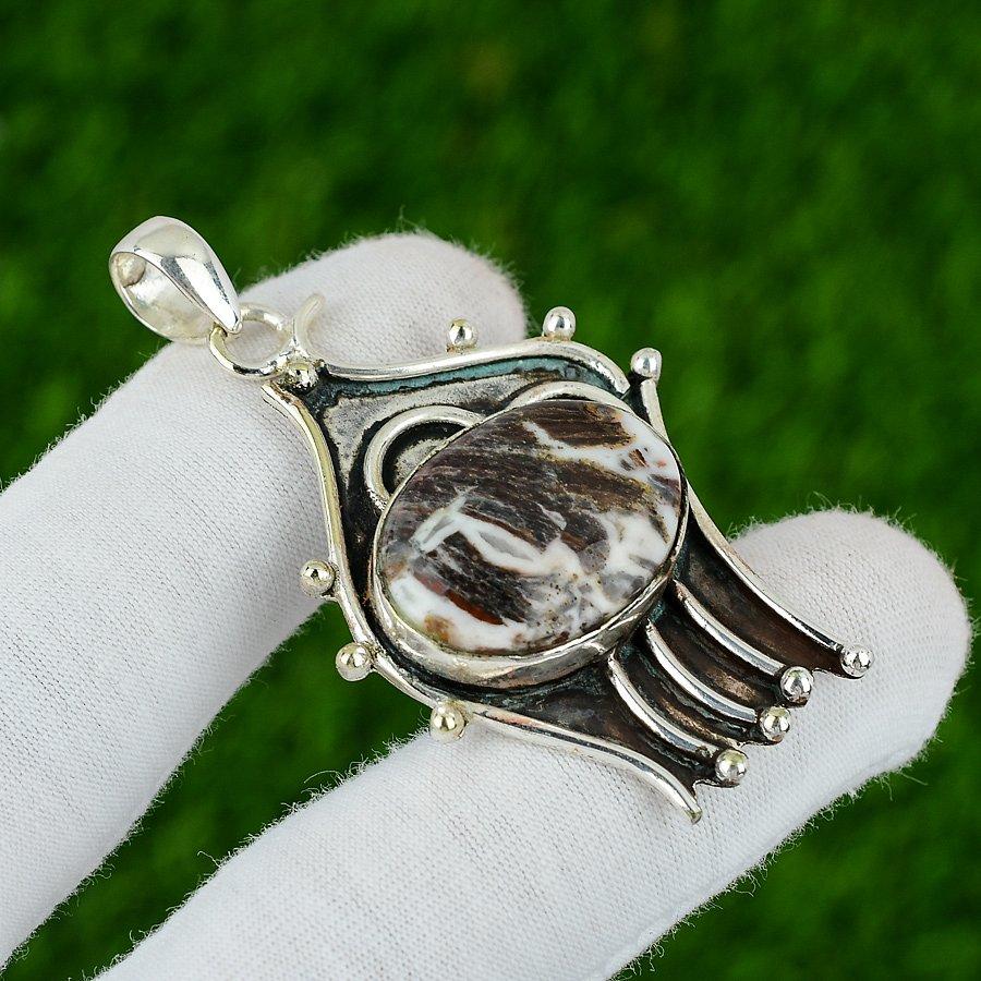 Natural Coconut Jasper Gemstone Pendant 925 Sterling Silver Indian Jewelry