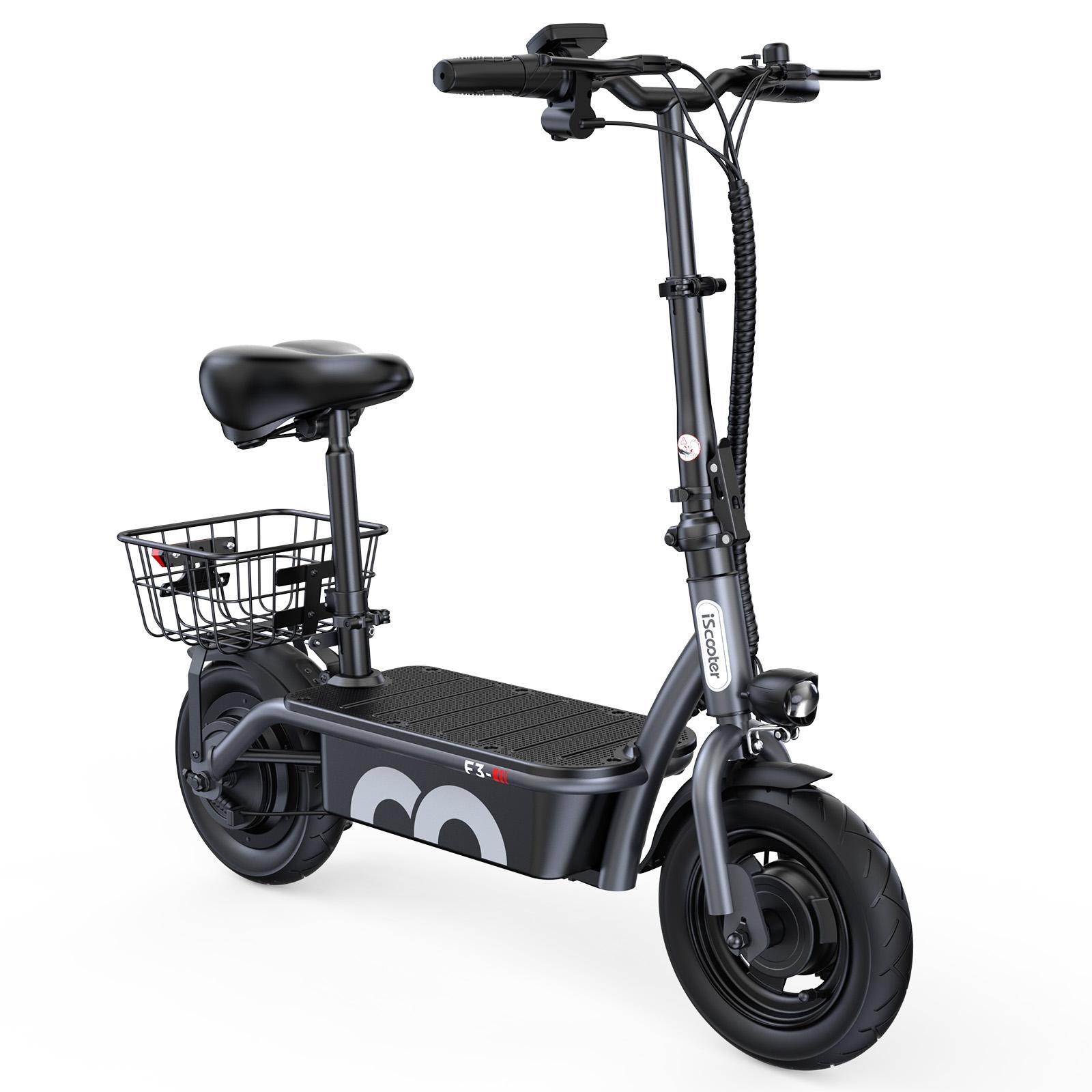 iScooter F3 Electric Scooter, 1000W, 48V 13Ah, Up To 45km/h, 60km Max Range, 10" Pneumatic Tires, Dual Drum Brakes, Foldable E-Scooter for Adults