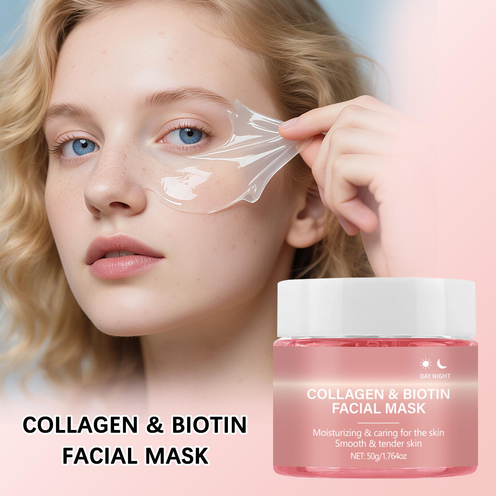 50ml Kollagen Peel-Off Gesichtsmaske mit 50g Kollagen Gelee Creme Hydratisierend Feuchtigkeitsspendend Nacht Wickelmaske Creme