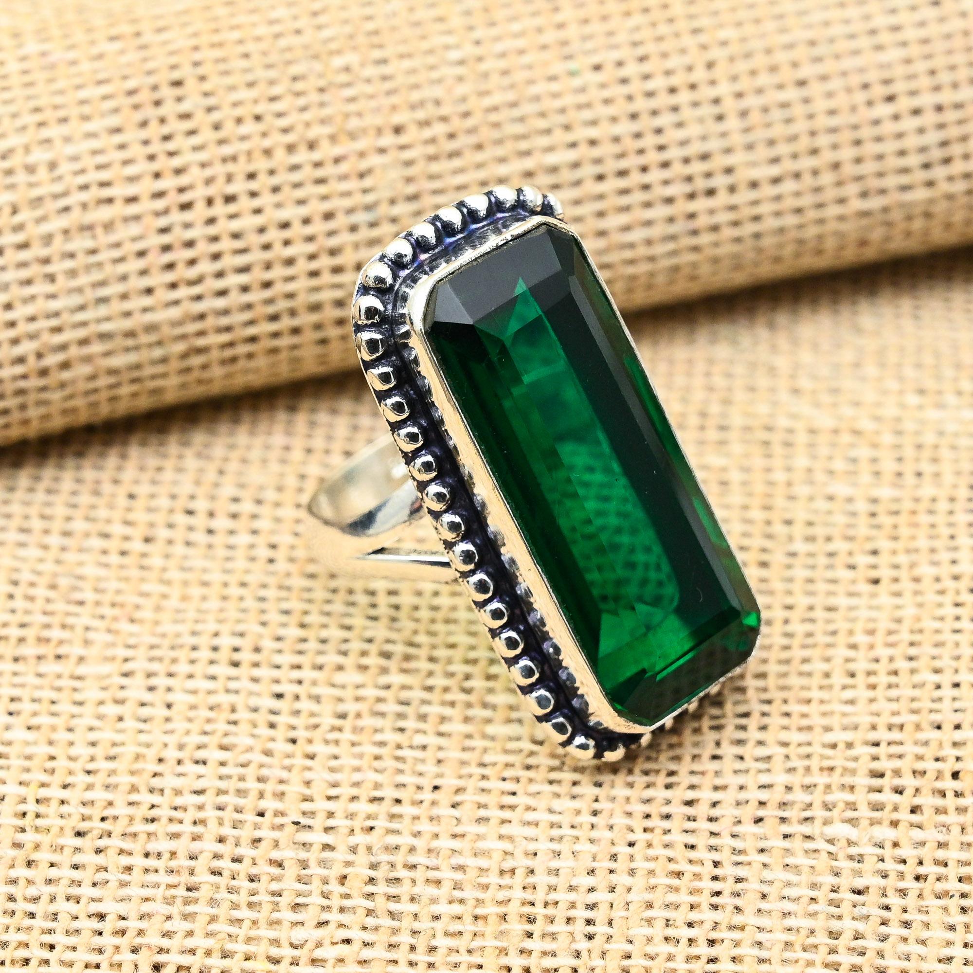 Impresionante Gema de Diópsido Cromado Hecho a Mano Joyería de Plata de Ley 925 Anillo Para Mujer