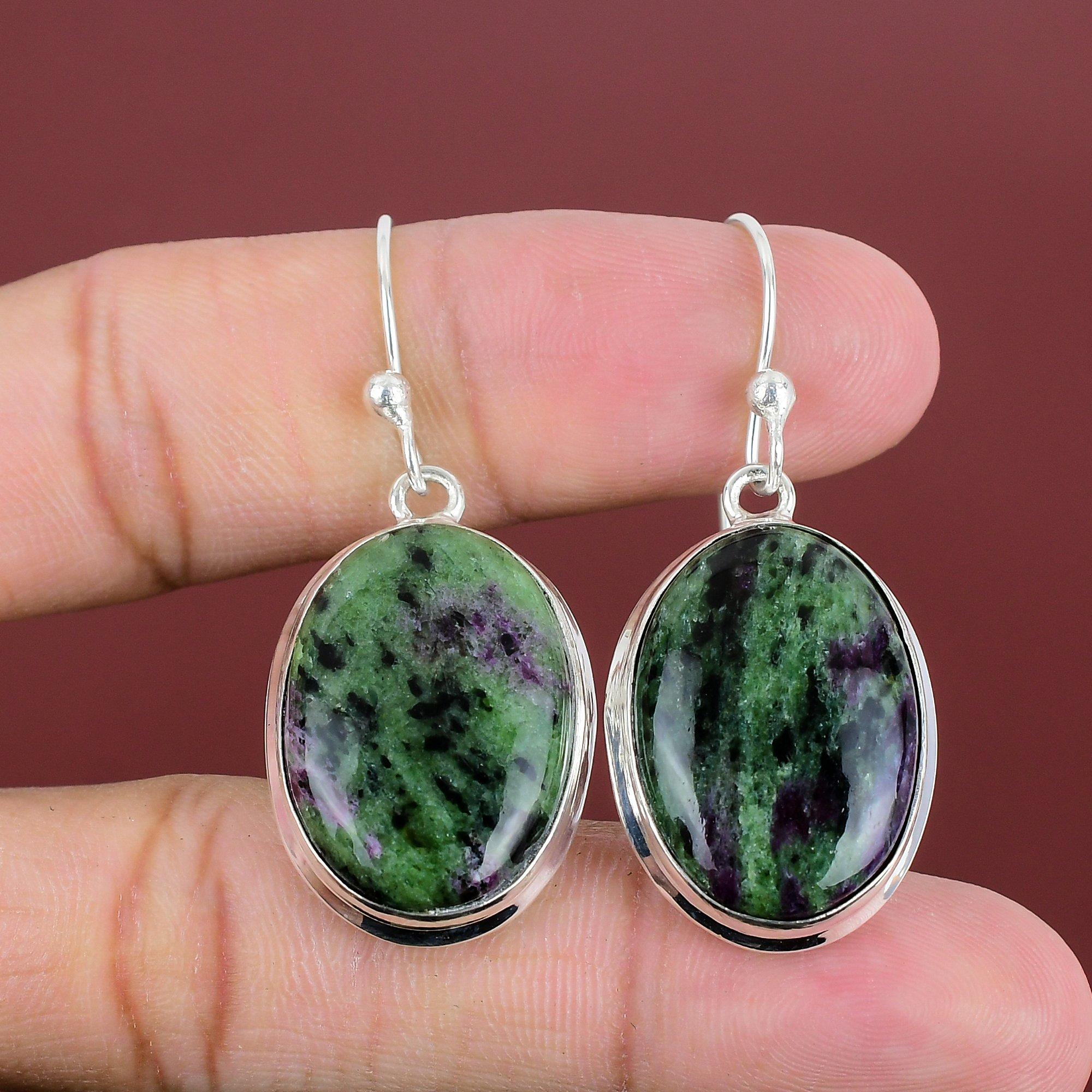 Ruby Zoisite Earring Natural Gemstone Earring Decent Jewelry 925 Sterling Silver Earring Ruby Zoisite Jewelry Handmade Earring Gifts For Her