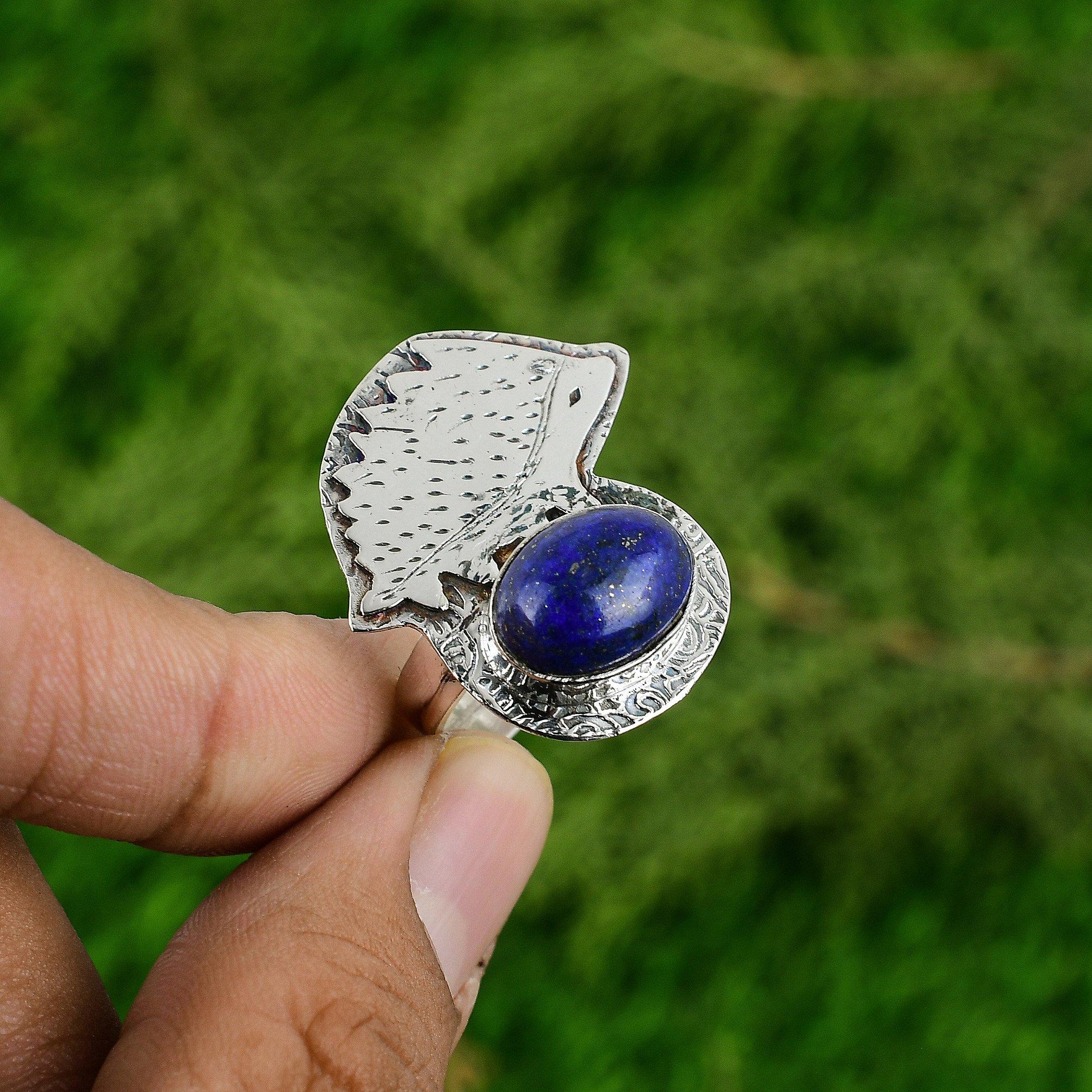 925 Sterling Silver Lapis Lazuli Stone September Birth Sister New Statement Ring