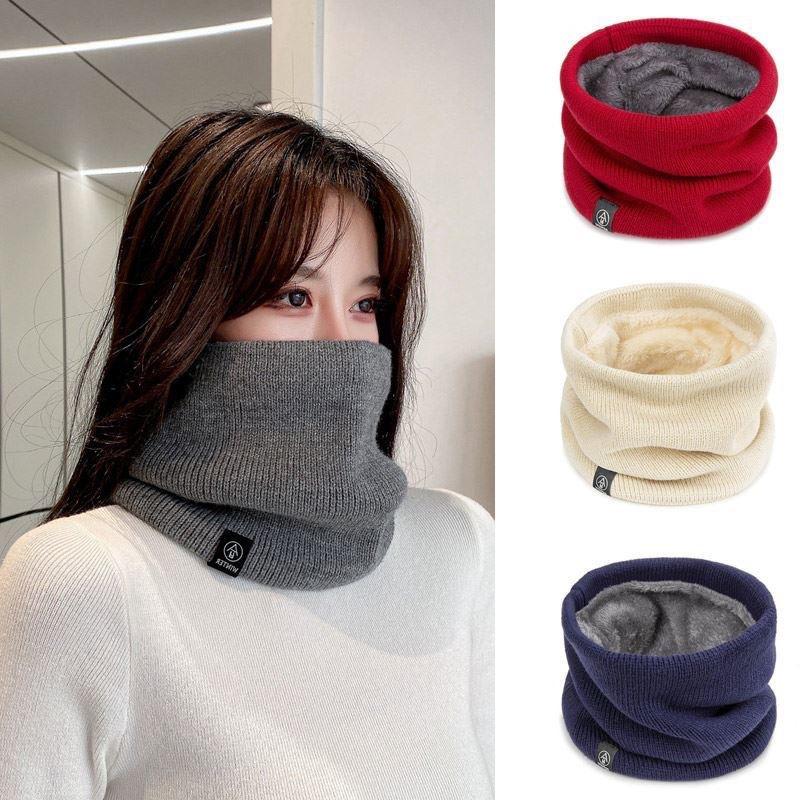 Winter Scarf Thickened Fleece Lined Unisex Warm Neck Warp Outdoor Sports Riding Fashionable Korean Style