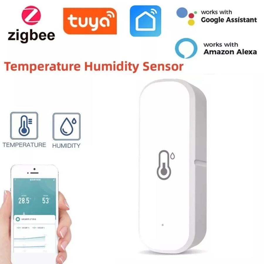 Tuya ZigBee/Cozylife WiFi Smart Temperature and Humidity Sensor with APP Remote Alarm for Home Automation Compatible with Alexa Google Home