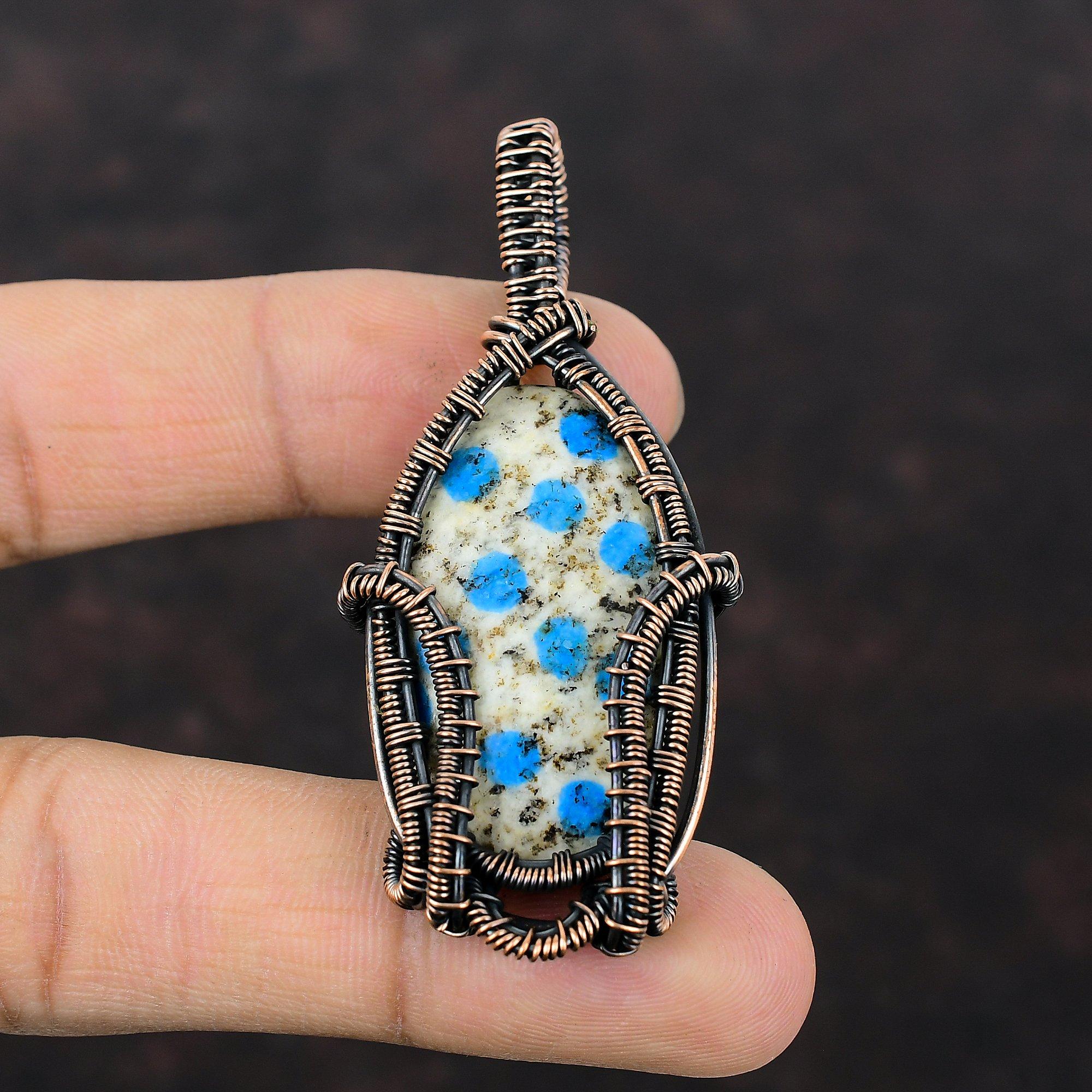 K2 Jasper Pendant Copper Wire Wrapped Pendant Gemstone Pendant Dainty Copper Jewelry Handmade Pendant Wire Wrapping Jewelry Pendant For Gift