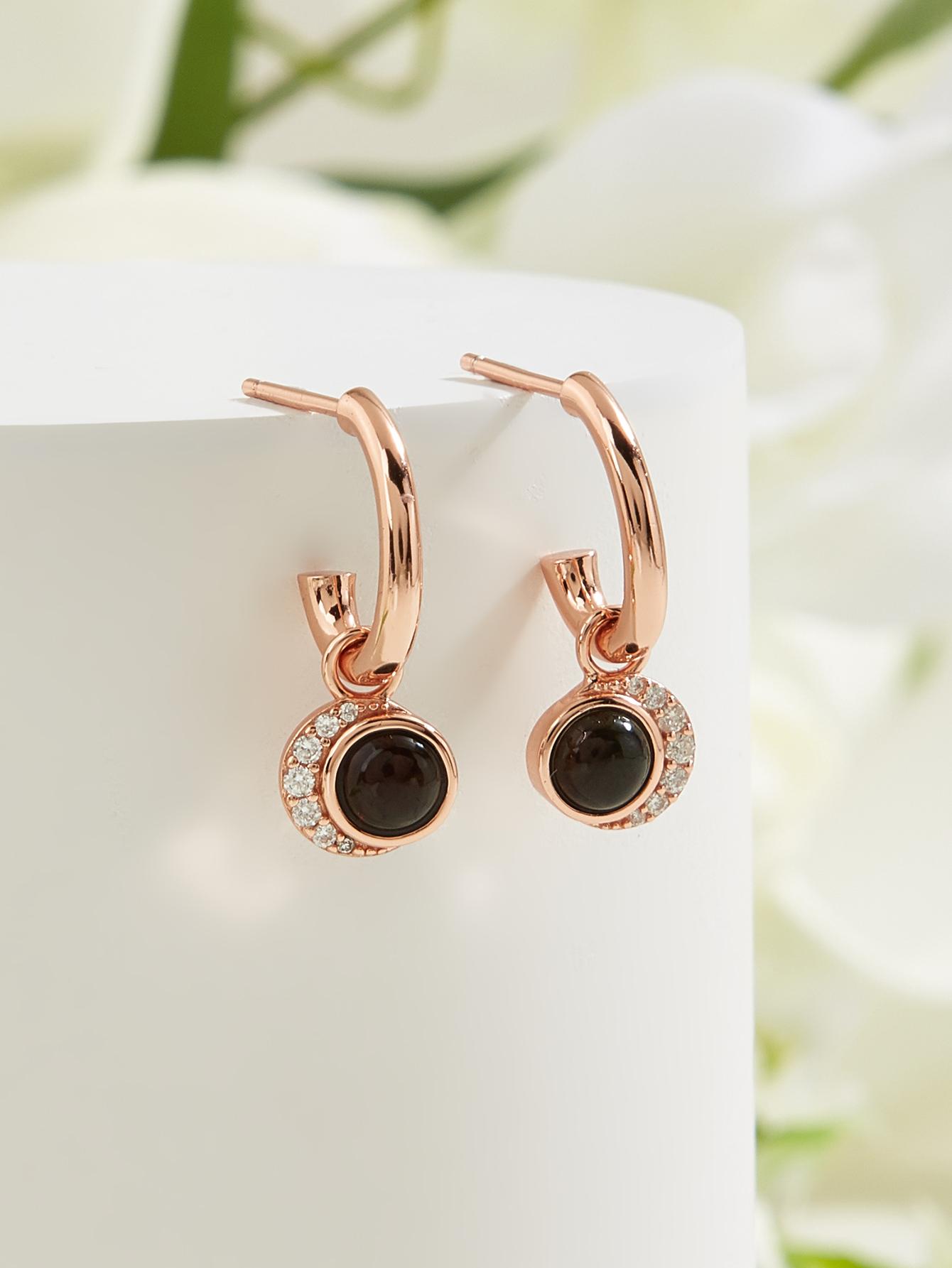Cute Moon Design Natural Black Opal Round 5mm Gemstone Earrings Rings 925 Sterling Silver for Girls Nice Birthday Gift