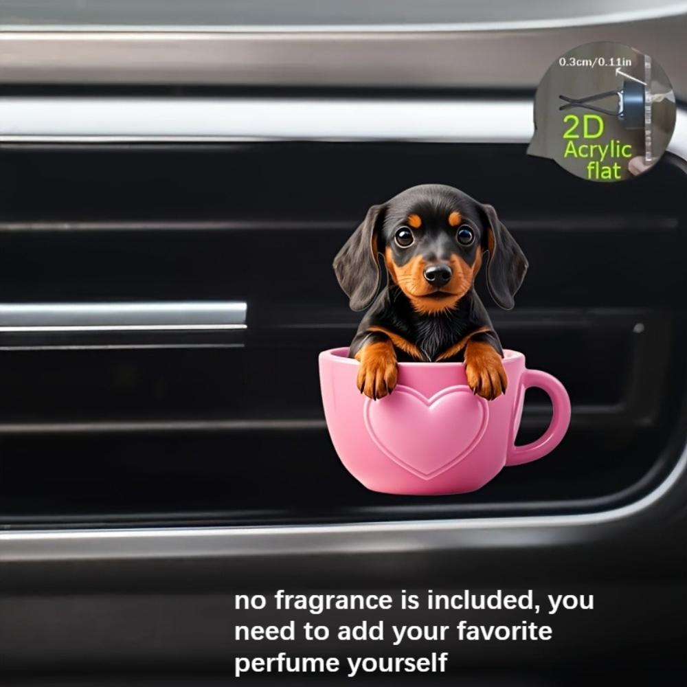 2D flat cup dog car vent clip decorative diffuser (fragrance not included), car interior decoration, aromatherapy clip, ideal for holiday gifts
