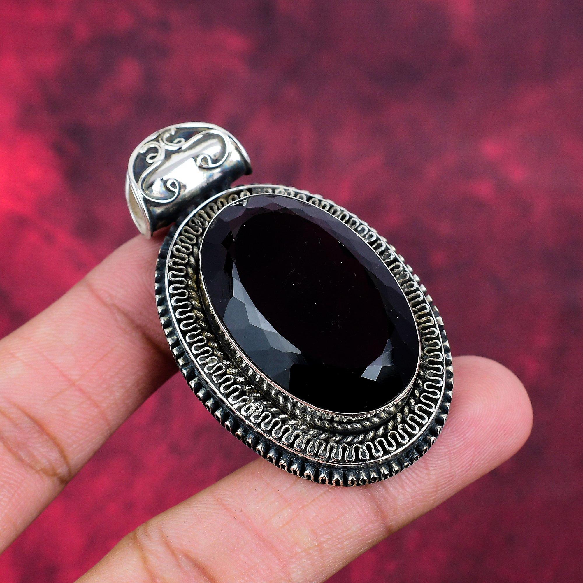 Black Spinel Pendant, 925 Solid Sterling Silver Pendant Handmade Gemstone Jewelry, Gifts For Wife Brand New Pendant