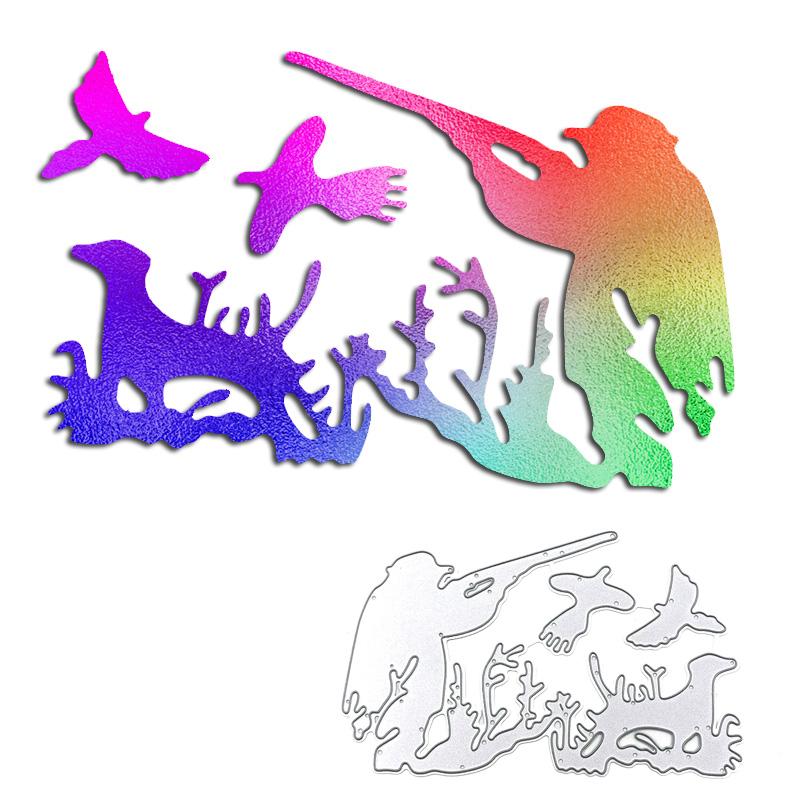 Jagdjäger, Jagdhunde und Spieldesign-Stile, Metall-Stanzformen, DIY, Scrapbooking, Prägeschablone, Papierhandwerk, Album-Vorlage