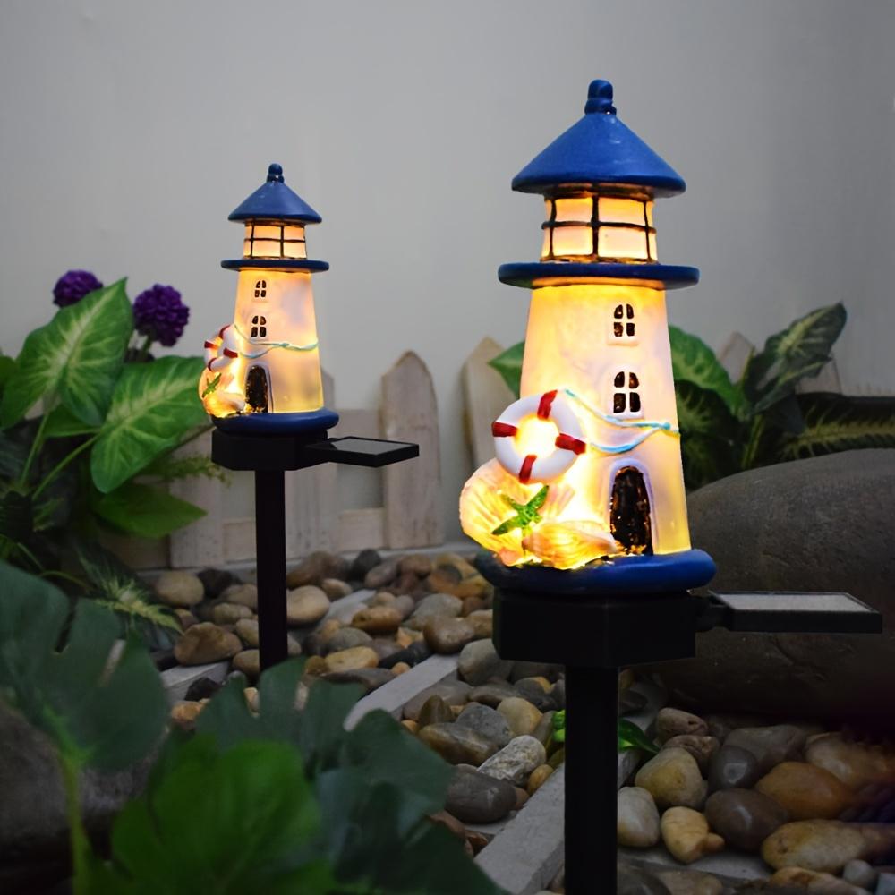 Solar Resin Sea Lighthouse LED Outdoor Lighting Decorative Landscape Light Solar Garden Light Lawn Light Suitable for Garden Lawn Festival Decoration