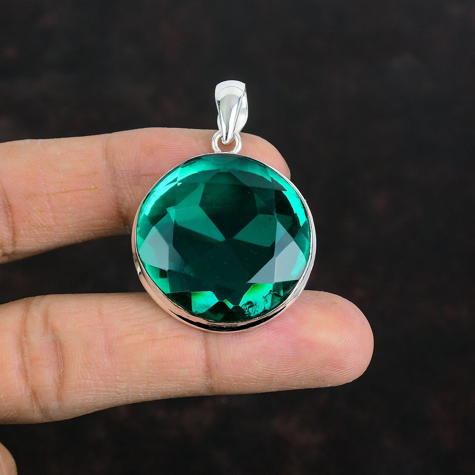 Faceted chrome diopside pendant gemstone dainty pendant 925 sterling silver pendant handmade jewelry latest design pendant gifts for friend