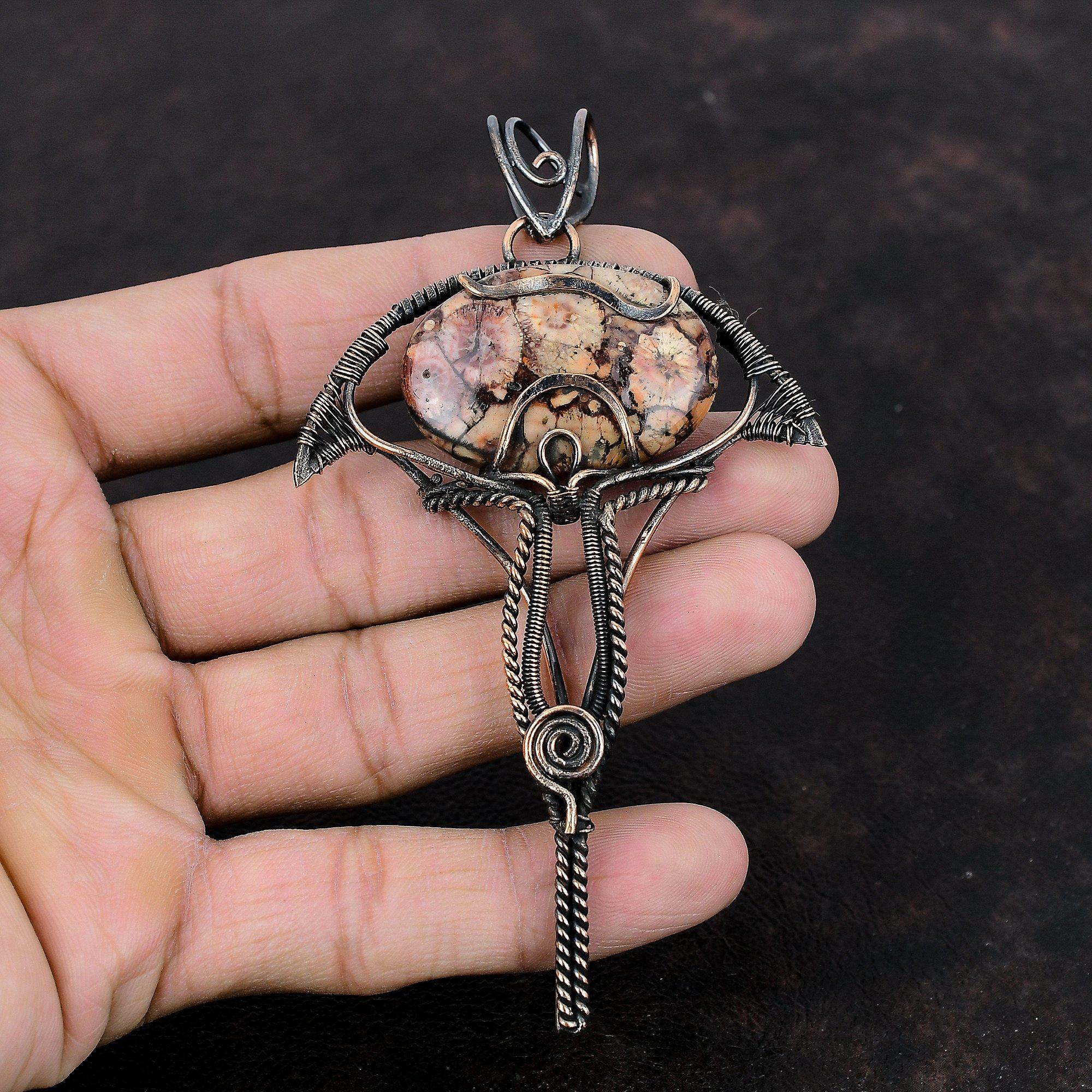 Birds Eye Jasper Pendant Copper Wire Wrapped Pendant Birds Eye Jasper Jewelry Handmade Original Gemstone Pendant Copper Jewelry Gift For Her