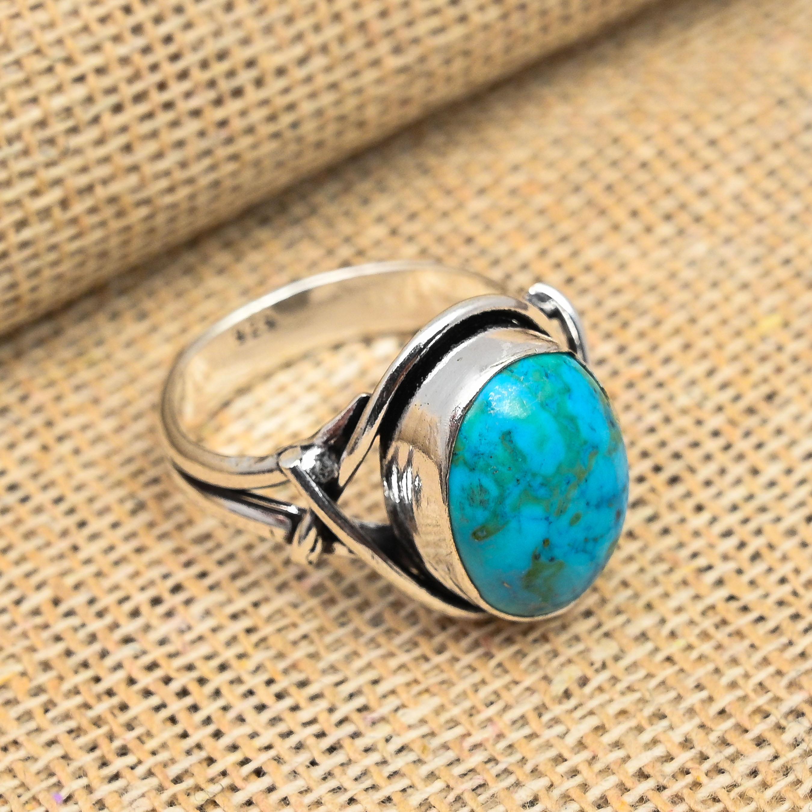 Sleeping Beauty Turquoise Gemstone 925 Sterling Silver Handmade Jewelry Ring