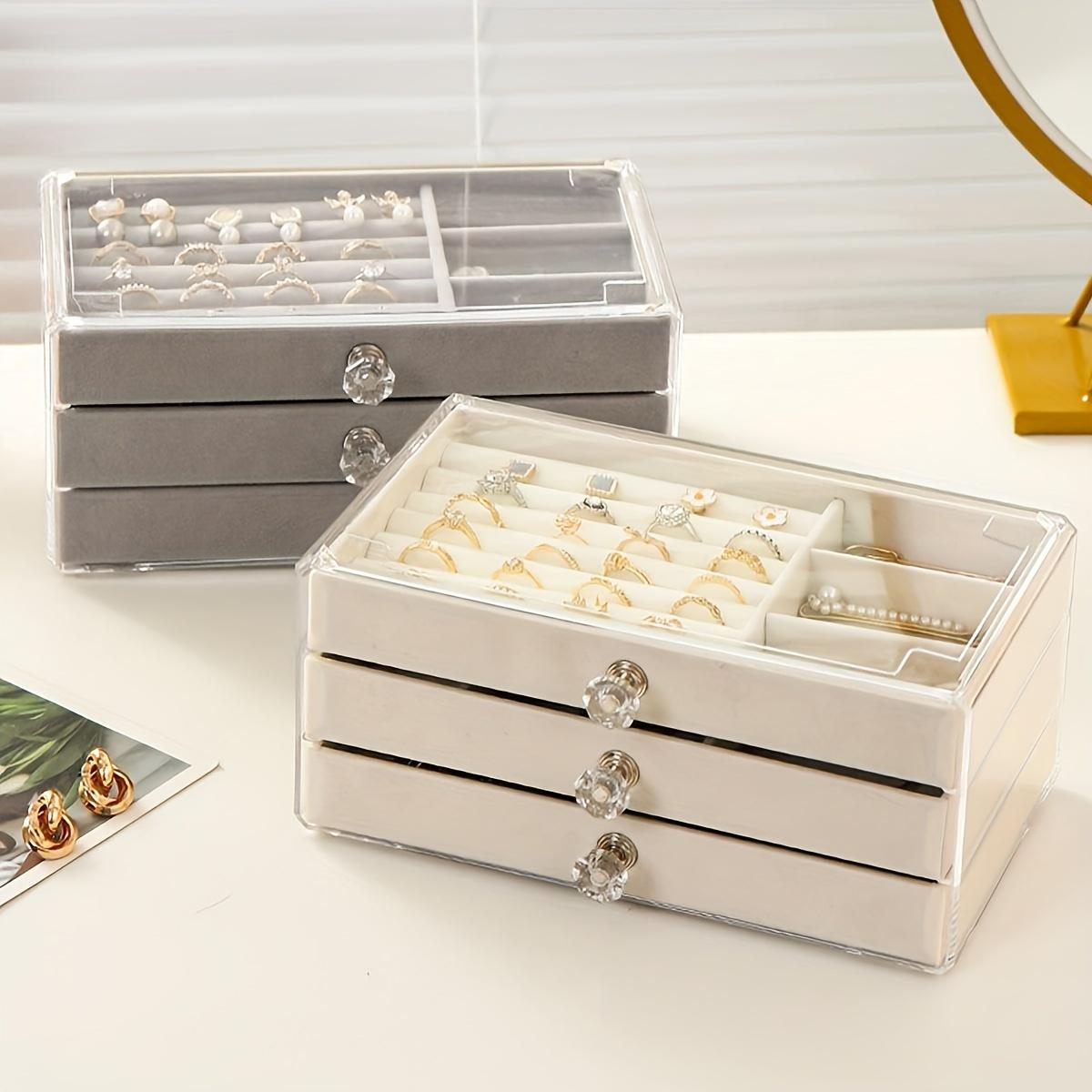 Large Capacity Drawer Jewelry Box,3-layer Jewelry Storage Box, Desktop Jewelry Storage Display Box,jewelry Earrings, Rings,necklaces, Pendants,storage