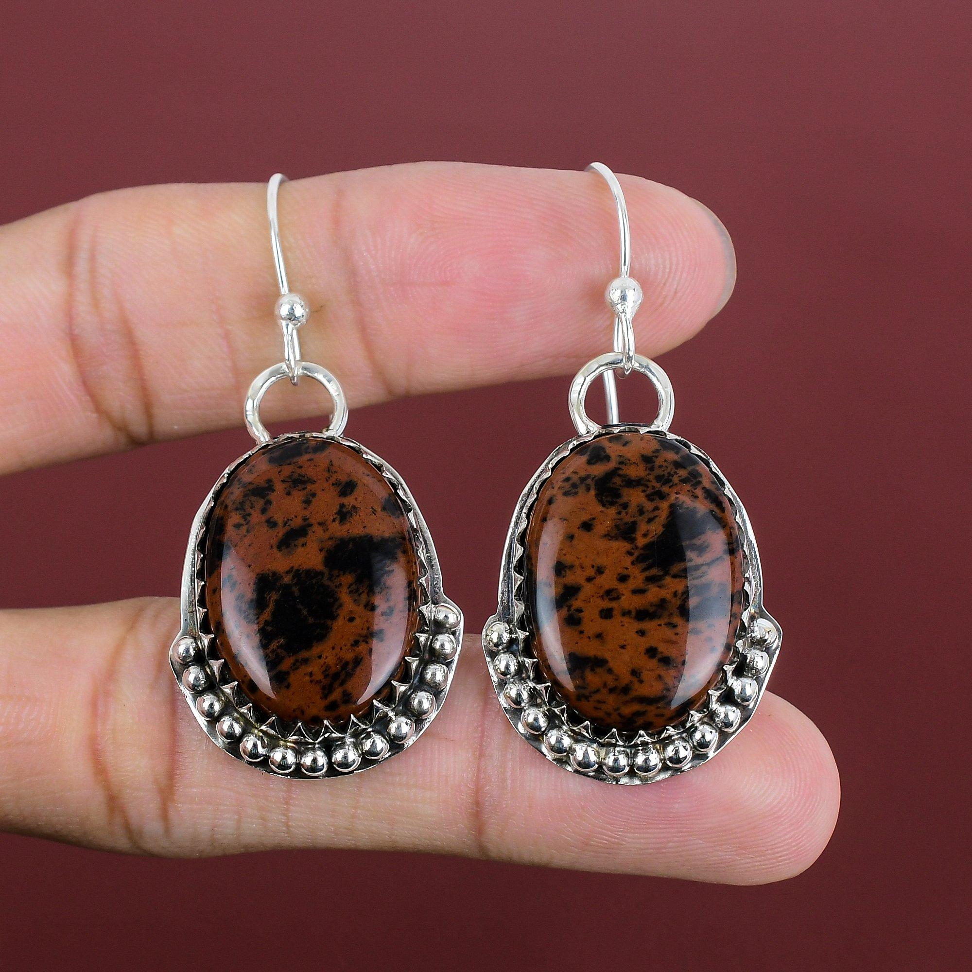 Mahogany Obsidian Earrings Gemstone Jewelry Handmade Earrings 925 Sterling Silver Earring Amazing Drop Earring Gifts For Her Silver Jewelry