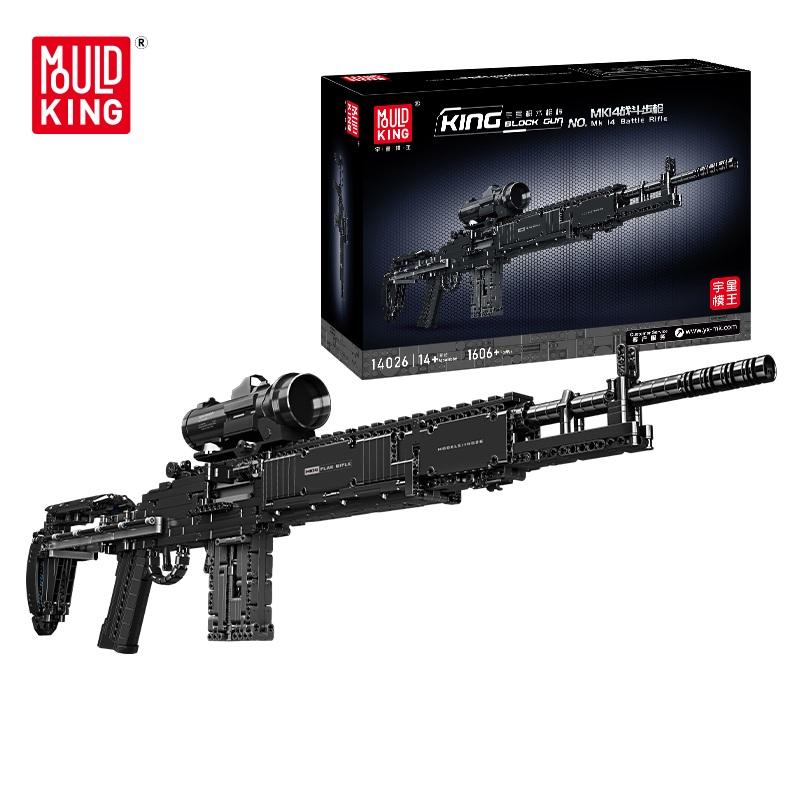 MOULD KING 14026 Technical MK14 Battle Rifle Simulation Gun Model Building Blocks Military Weapon Bricks Toys Set for Kids Gifts