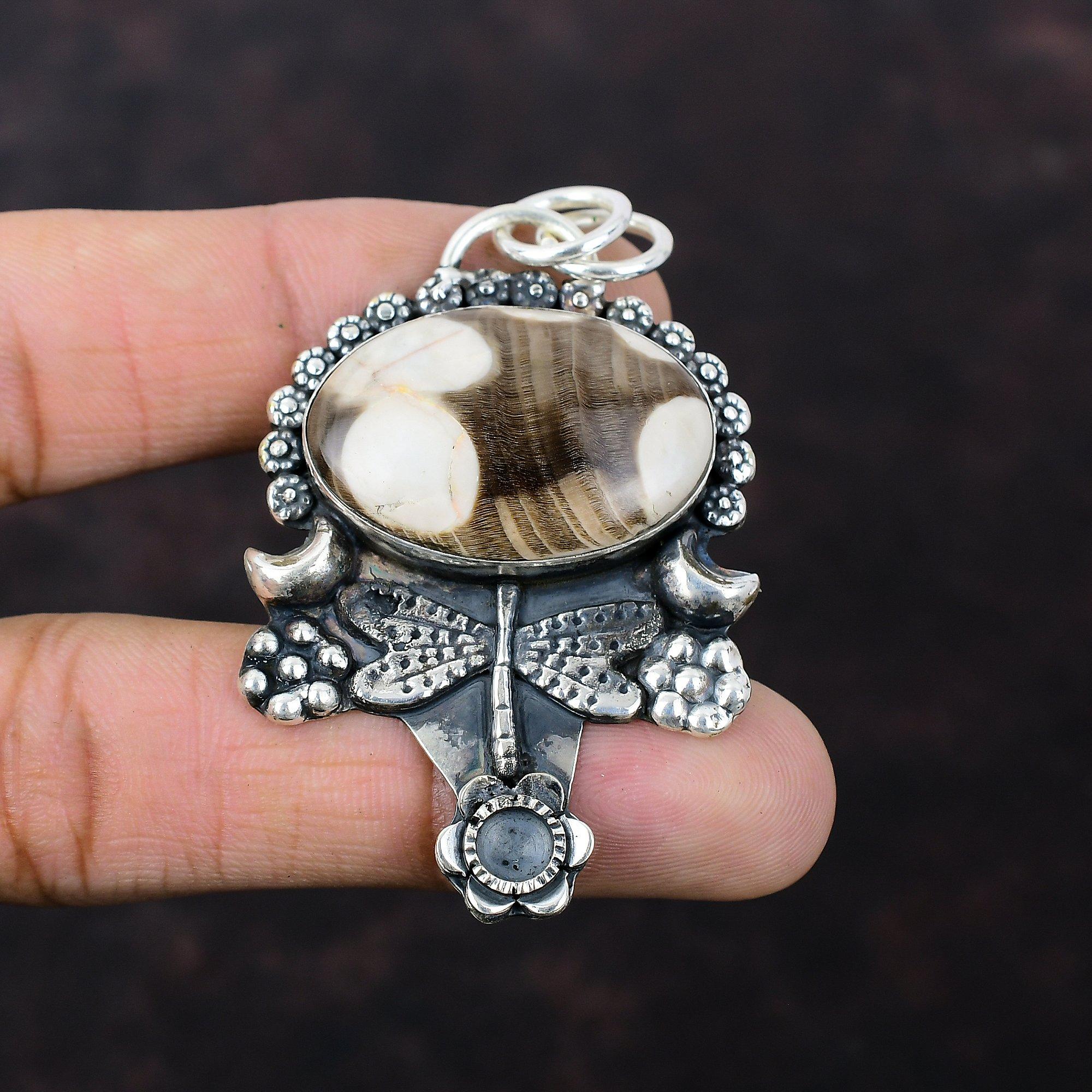 Peanut Wood Jasper Pendant Natural Gemstone Jewelry 925 Sterling Silver Pendant Handmade Brand New Pendant Gift For Mother Dragonfly Jewelry