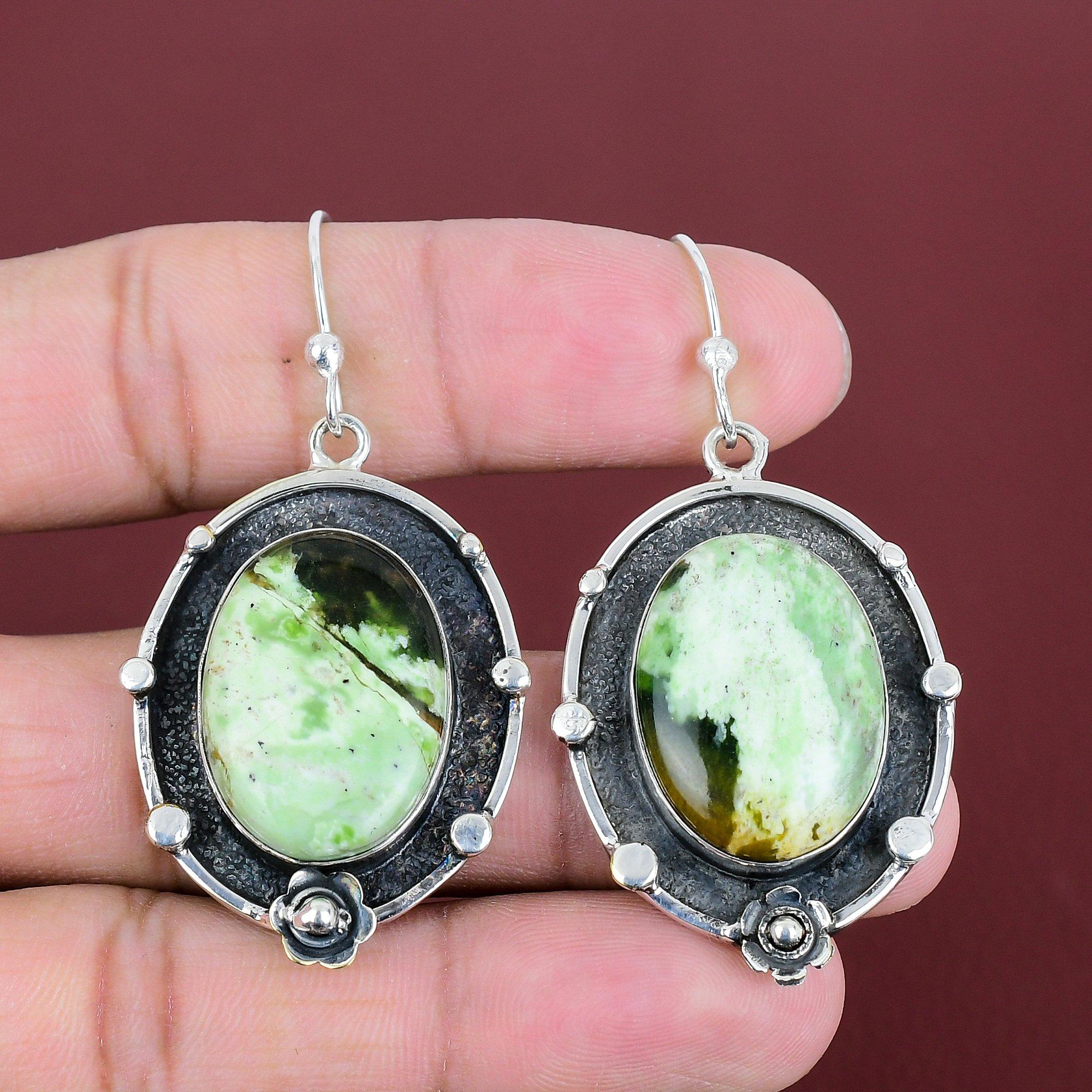 Australian Chrome Chalcedony Earring 925 Sterling Silver Earrings Gemstone Earring Handmade Jewelry Healing Stone Earring Gifts For Mother