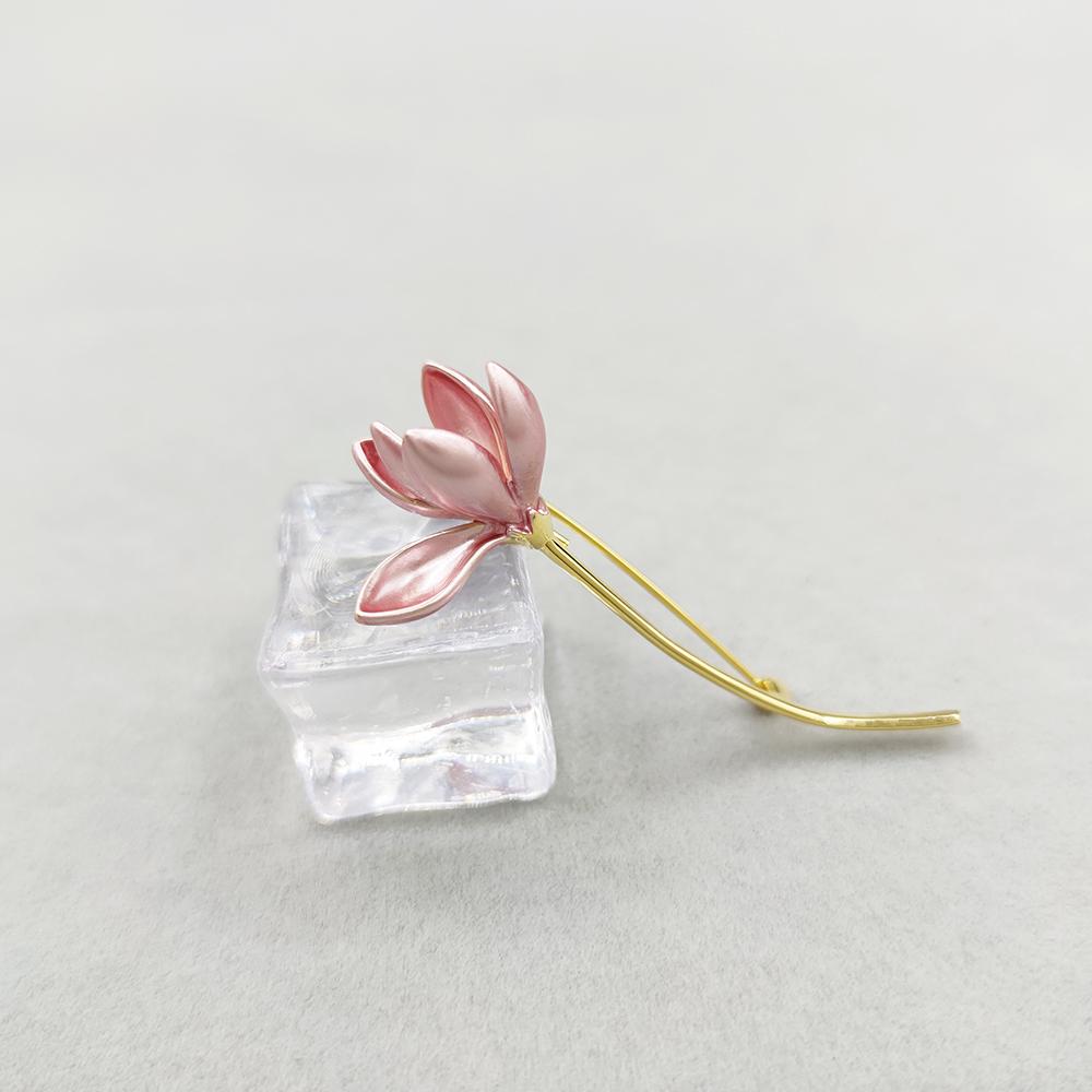 Blucome Broșă de cupru email de calitate, în formă de flori roz, pentru femei, bărbați, costum, șapcă, șapcă