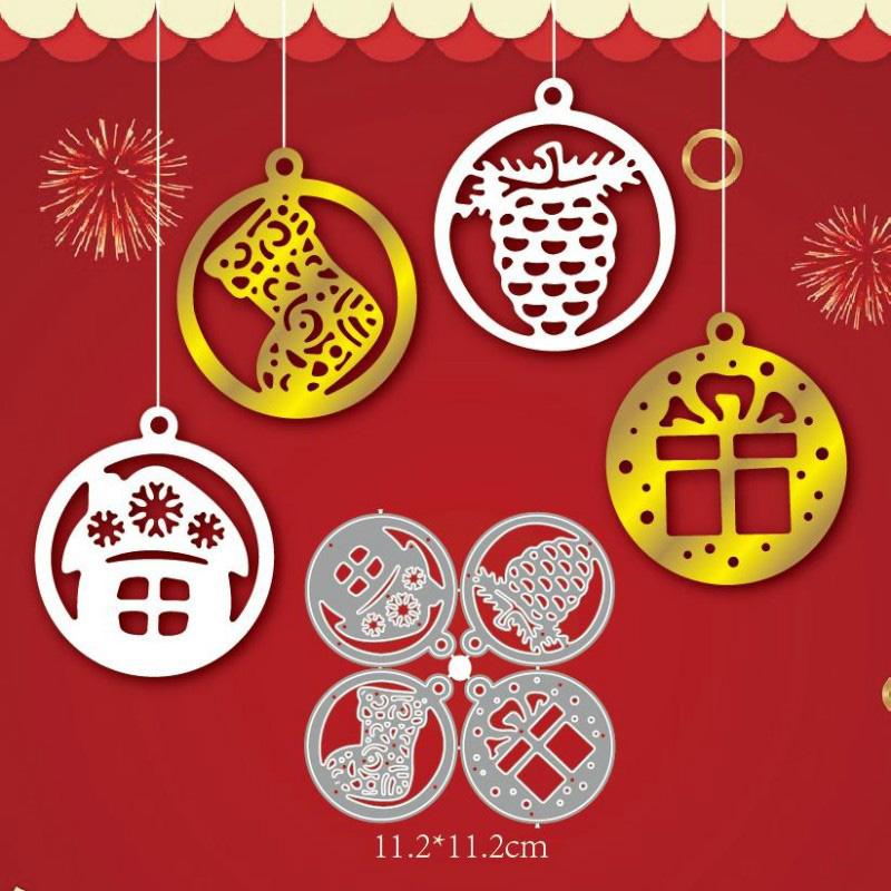 Four Christmas Pendant Decorations Scrapbooking Metal Cutting Dies Stencils for DIY Album Paper Card Decor