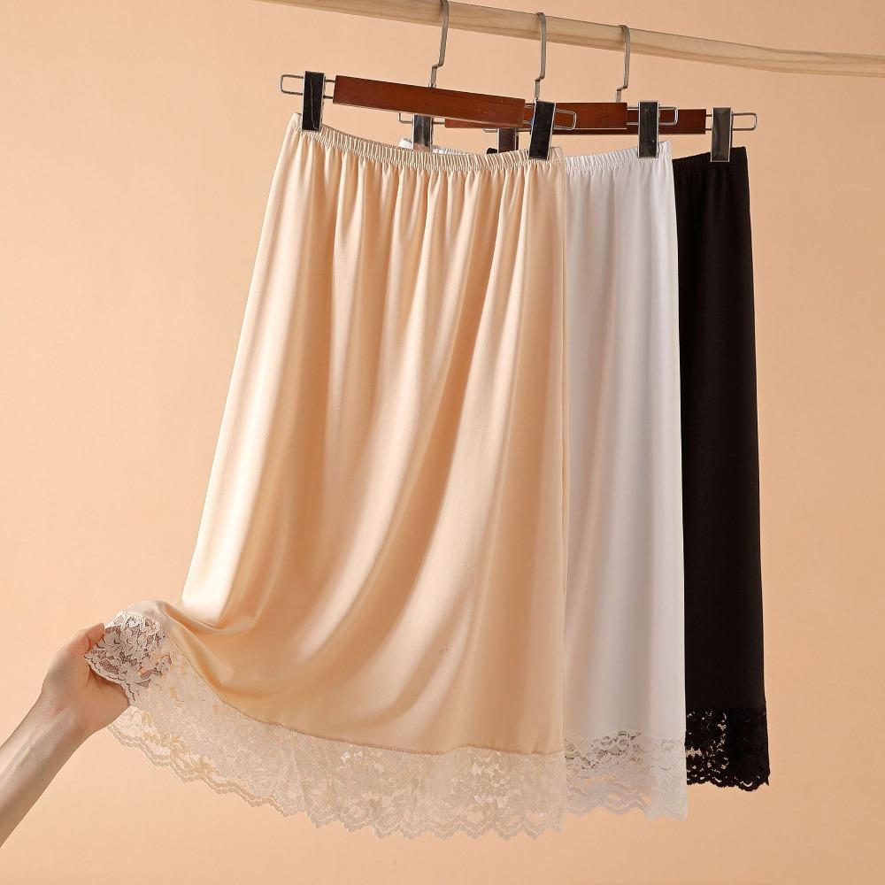 Sottogonna Donna Trasparente Anti-Esposizione con Fodera in Pizzo, Lunghezza Media, Linea ad A, Mezza Sottoveste, Fondo di Sicurezza, Leggings Sottogonna