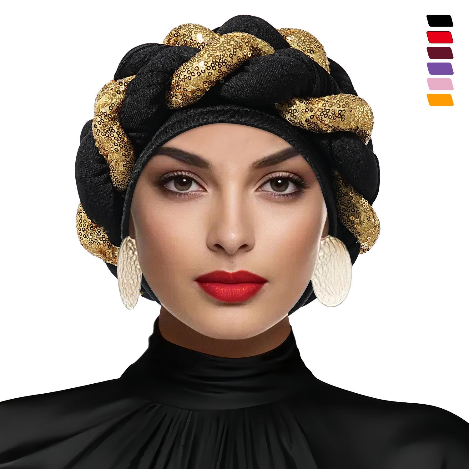 Bonnet for Women Turban Twist Simple Ethnic Headscarf European American Versatile Thick Braids Milk Silk Cross-Wrapped Headgear