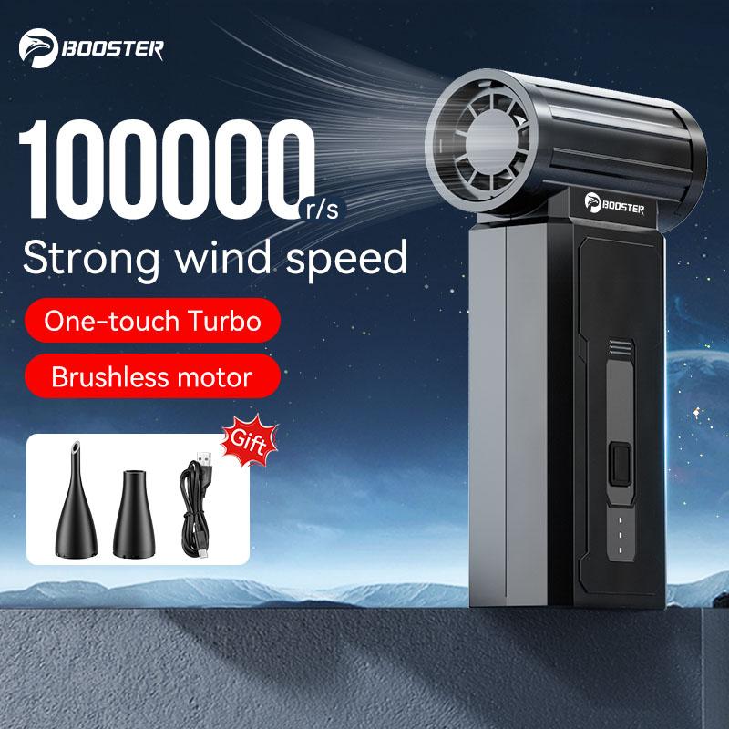 Booster W01 Mini Turbo Jet Fan USB Rechargeable Turbo Blower Fan 100000 RPM Brushless Motor 36m/s High Speed Duct Blower for Outdoor,Car,Home