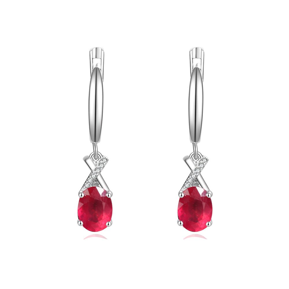 Edle und elegante Ohrringe aus Sterlingsilber mit echtem, natürlichem Rubin für Frauen, Verlobungs-, Jubiläums- und Bankettgeschenke