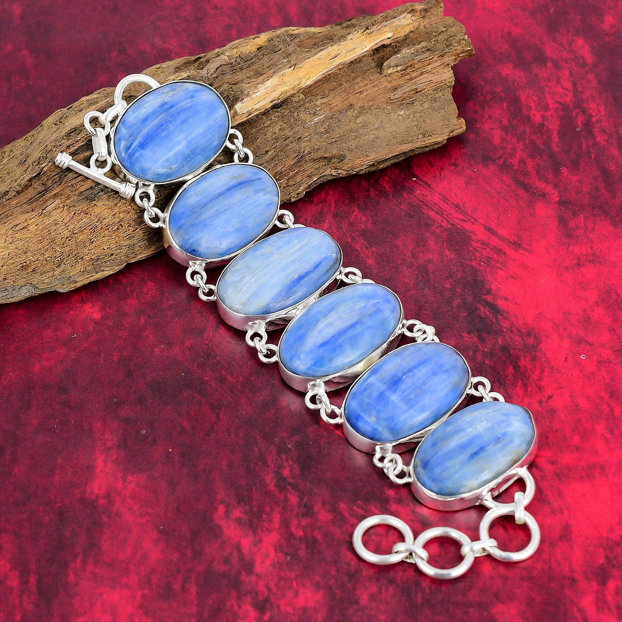 Beautiful Natural Kyanite Bracelet, 925 Solid Sterling Silver Jewelry, Gemstone Jewelry, Handmade Oval Shaped Bracelet, Gift For Mom Jewelry