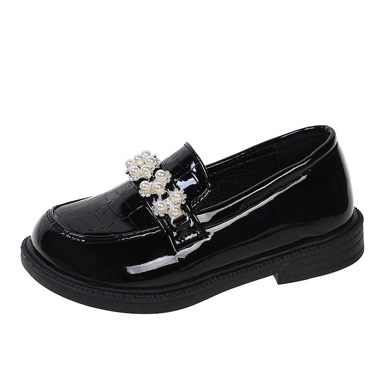 Toddler Girl's Laofers Autumn Pearl Stylish Three Colors Children Leather Shoes 23-35 Slip-on Fashion Comfy School Kids Shoe