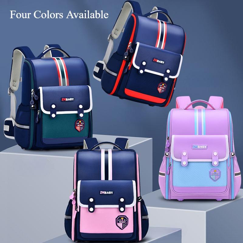 ZMBABY Trendy England Style Autumn New Primary Student School Bag Integrated Full Opening Large Capacity Children Backpack Grades 1-3-4 Boy's Book Bag