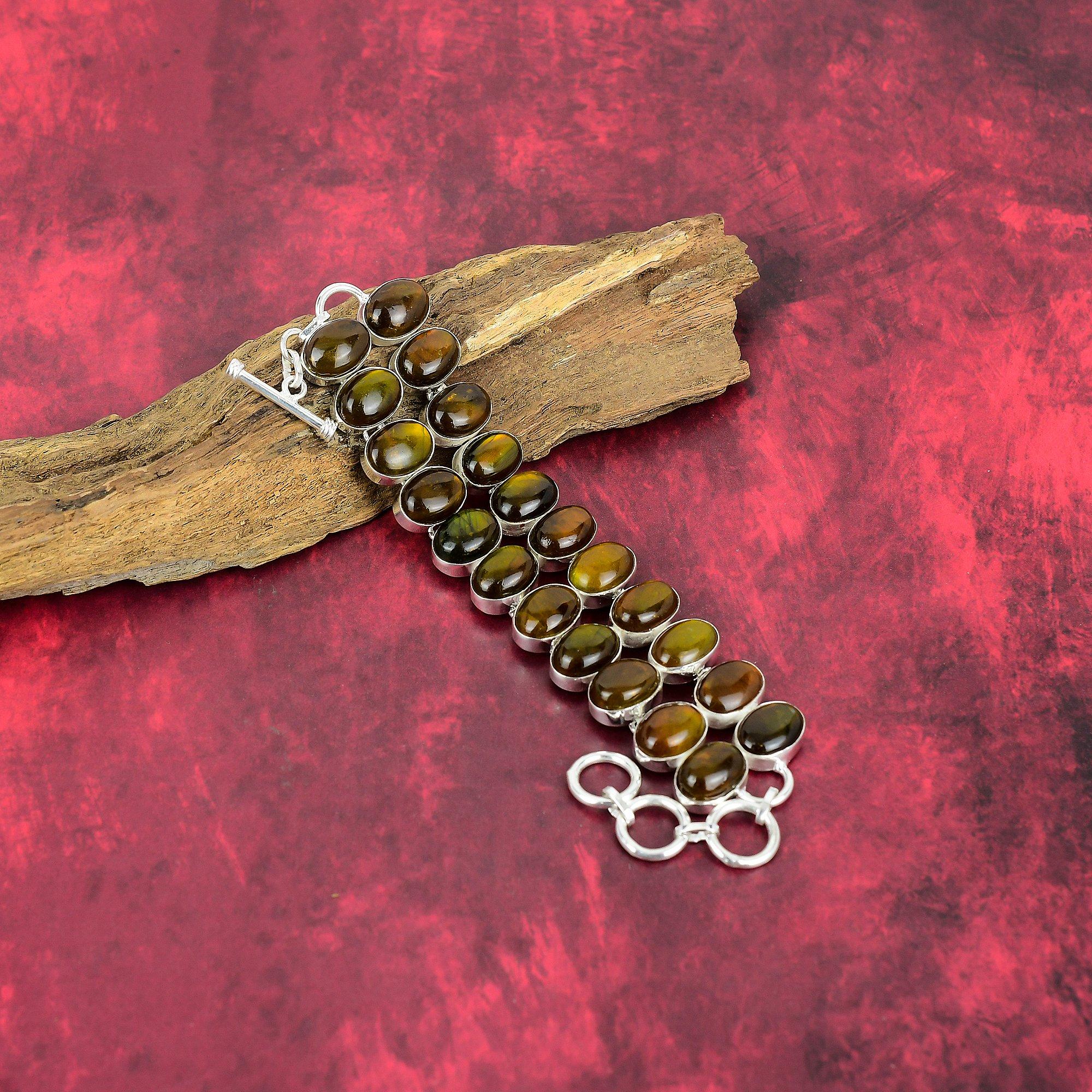 Yellow Flash Labradorite Bracelet, 925 Solid Sterling Silver Gemstone Jewelry, Handmade Bracelet For Mother Day