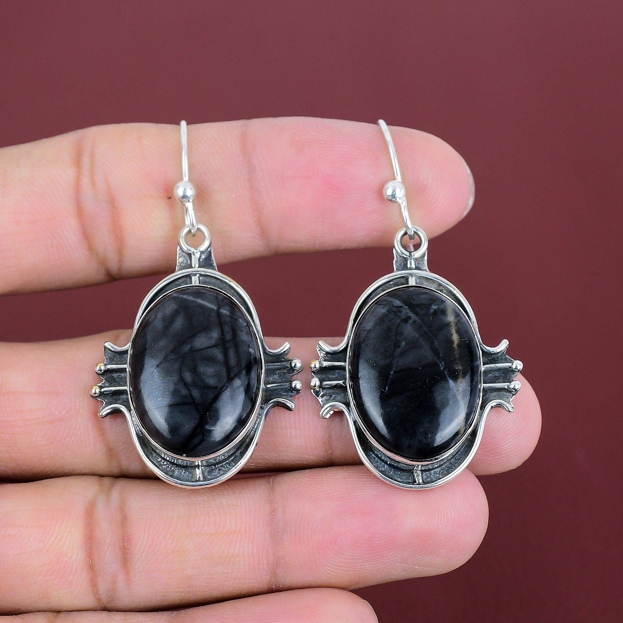 Picasso Jaspis Ohrringe Sehr hübsche Edelstein Ohrringe Dezenter Schmuck 925 Sterling Silber Ohrringe Handgefertigte Ohrringe Boho Schmuck Geschenke für Mama